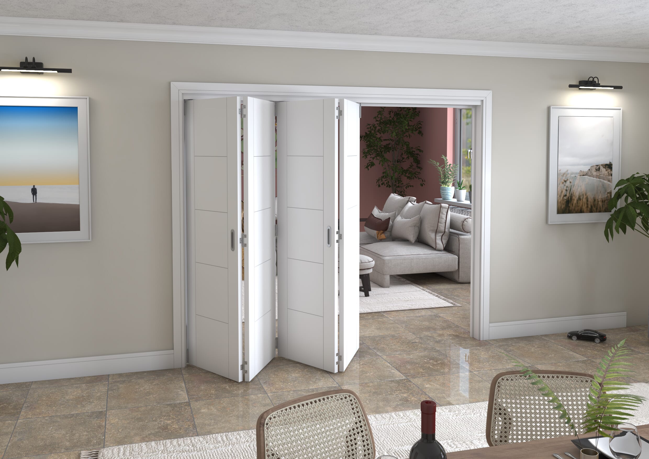 2521x2060x133mm White Iseo Roomfold Grande (4+0)