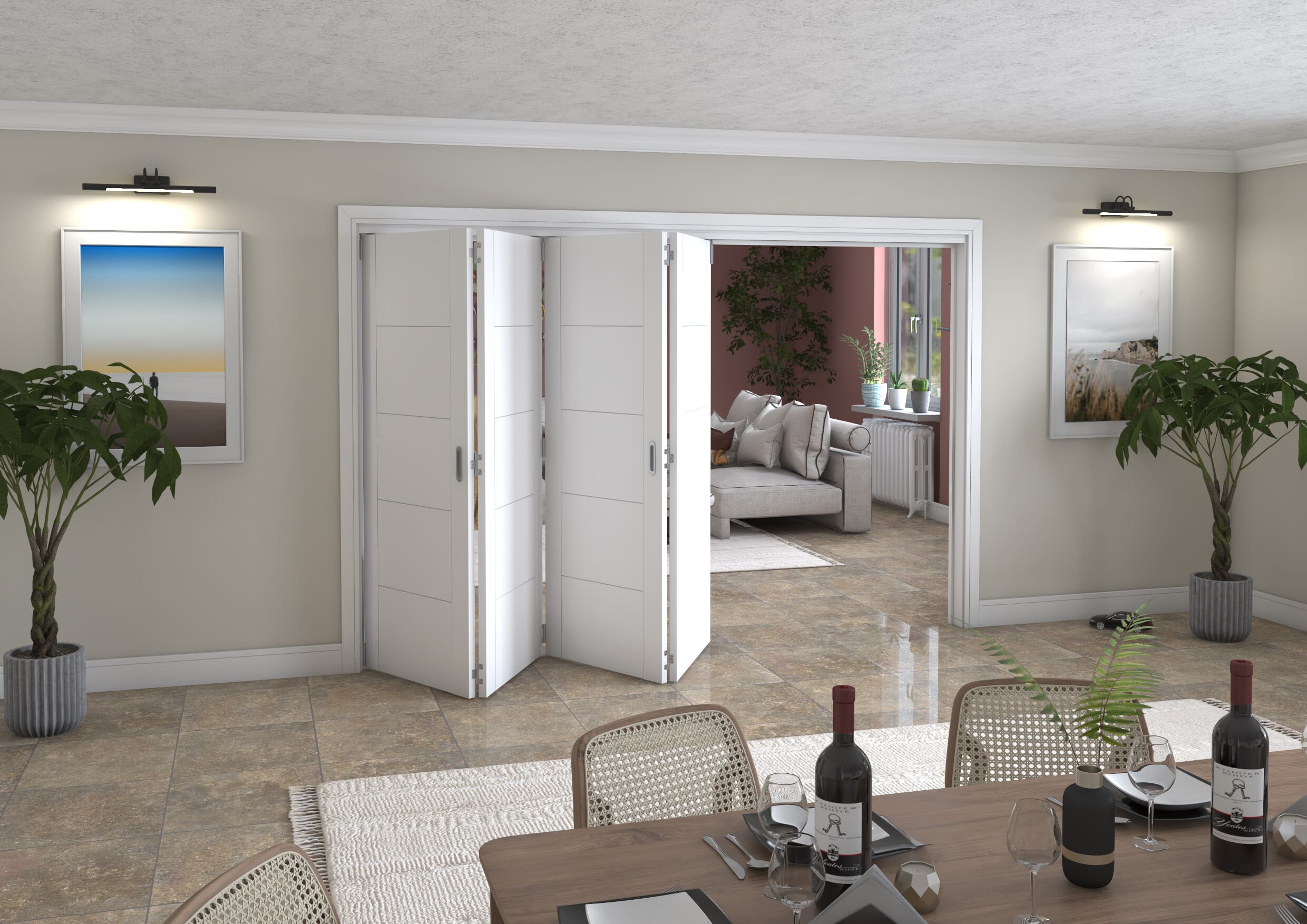 3129x2060x133mm White Iseo Roomfold Grande (4+0)