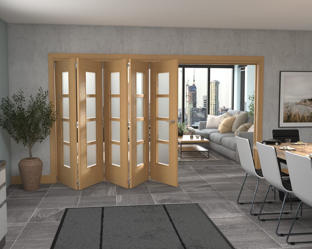 3511x2060x133mm Iseo Oak 4L Frosted Roomfold Grande (5+0)