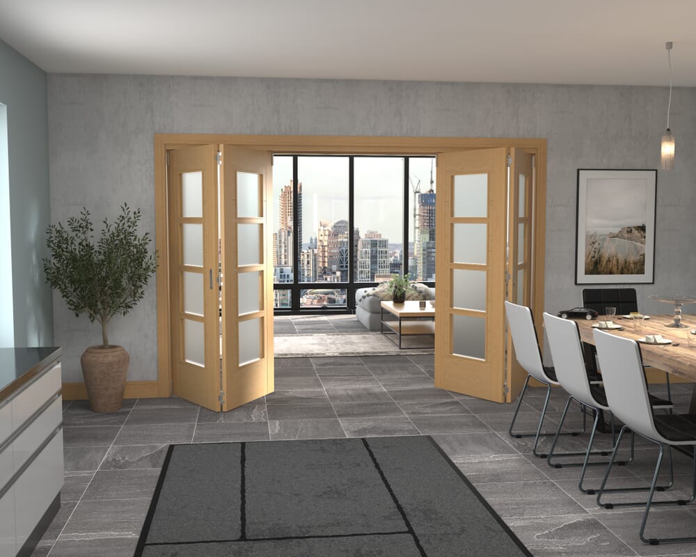 3136x2060x133mm Iseo Oak 4L Frosted Roomfold Grande (2+2)
