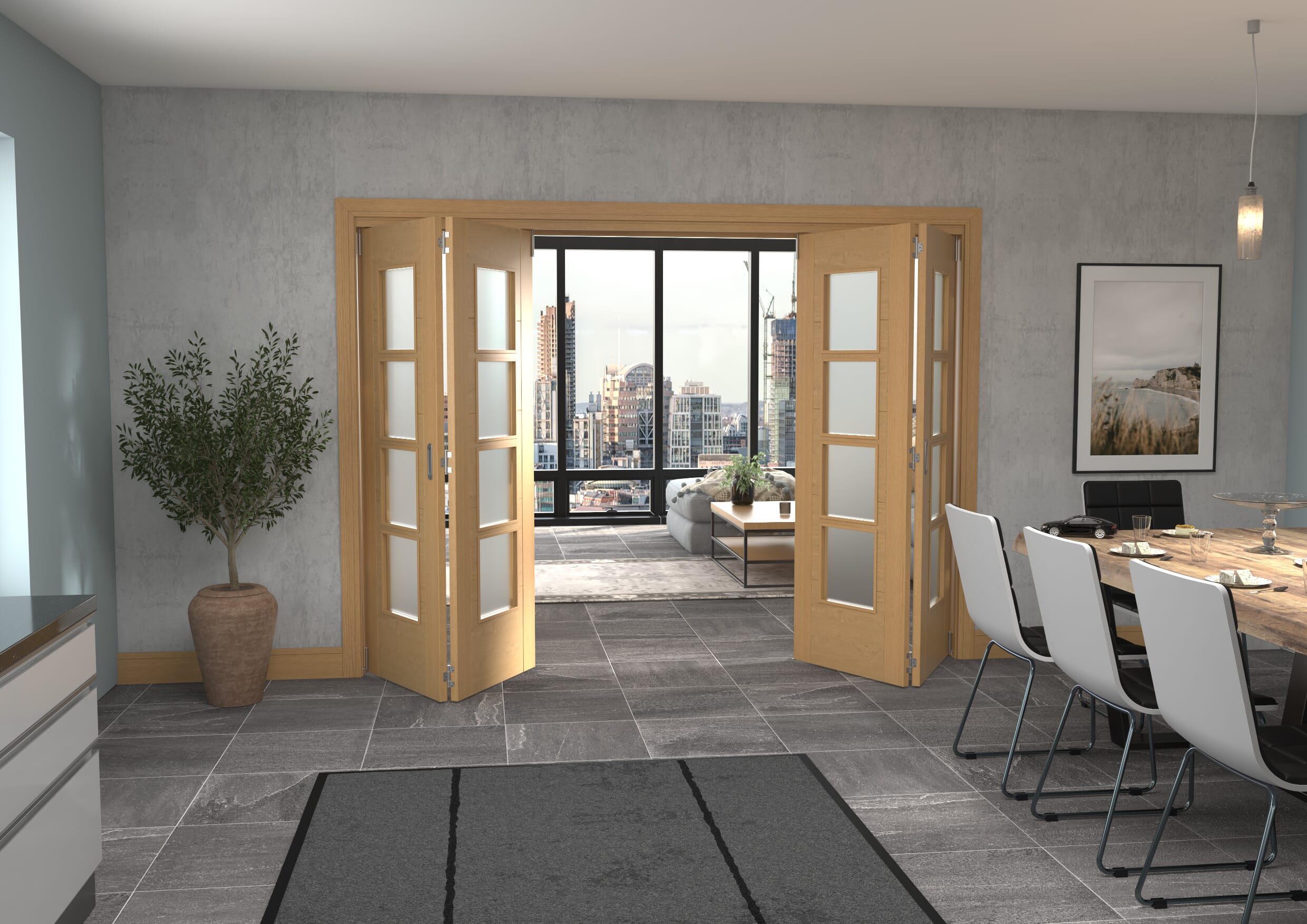 2832x2060x133mm Iseo Oak 4L Frosted Roomfold Grande (2+2)