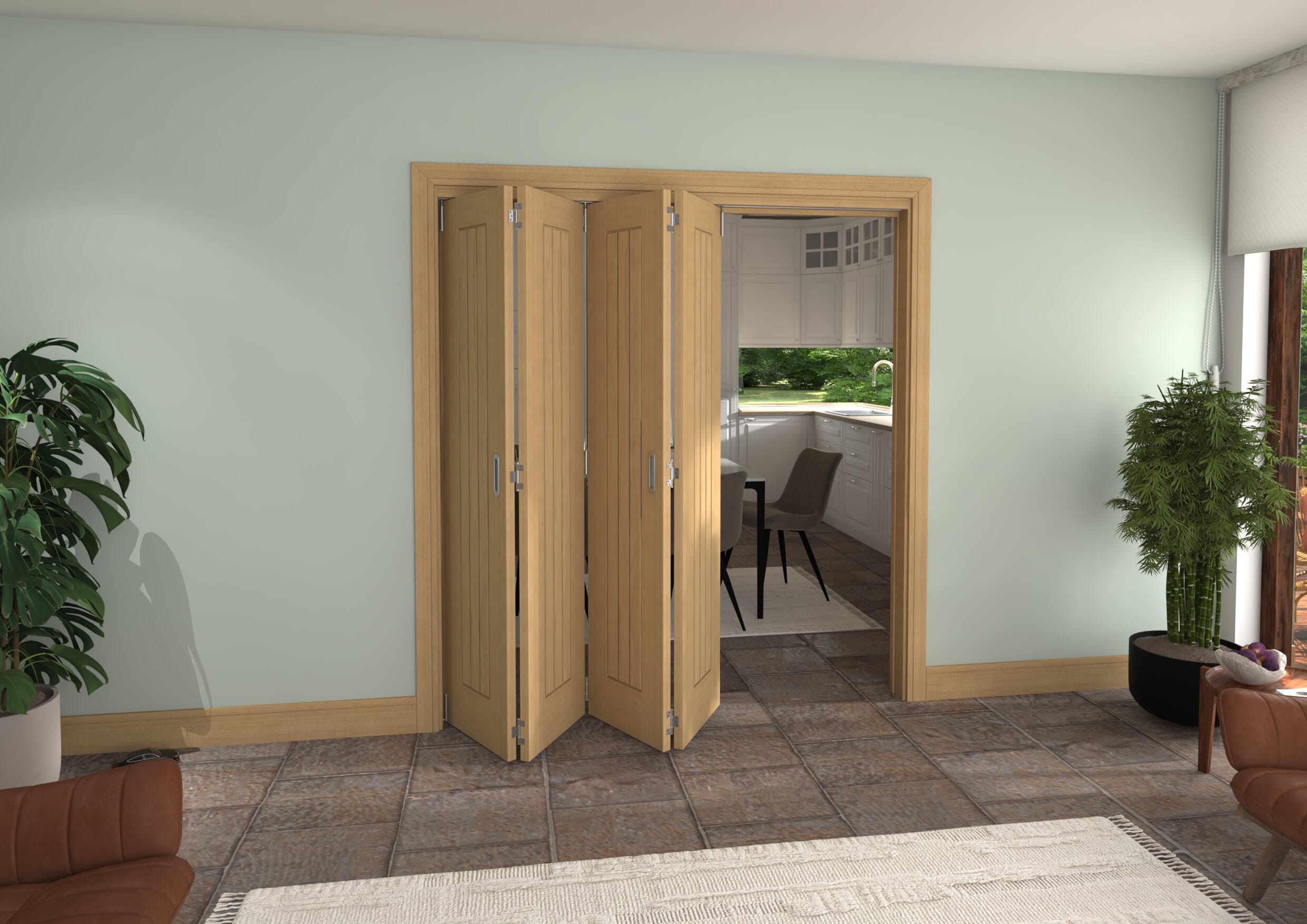 Mexicano Oak 4 Door Roomfold Grande (4 + 0 x 457mm Doors)
