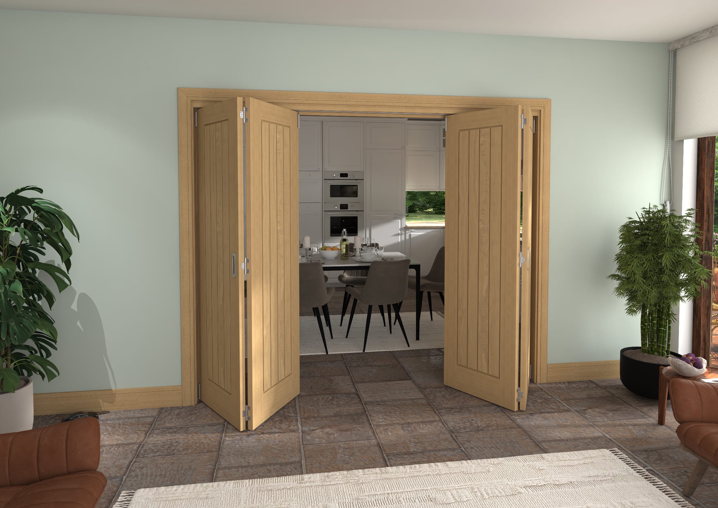 Mexicano Oak 4 Door Roomfold Grande (2 + 2 x 610mm Doors)