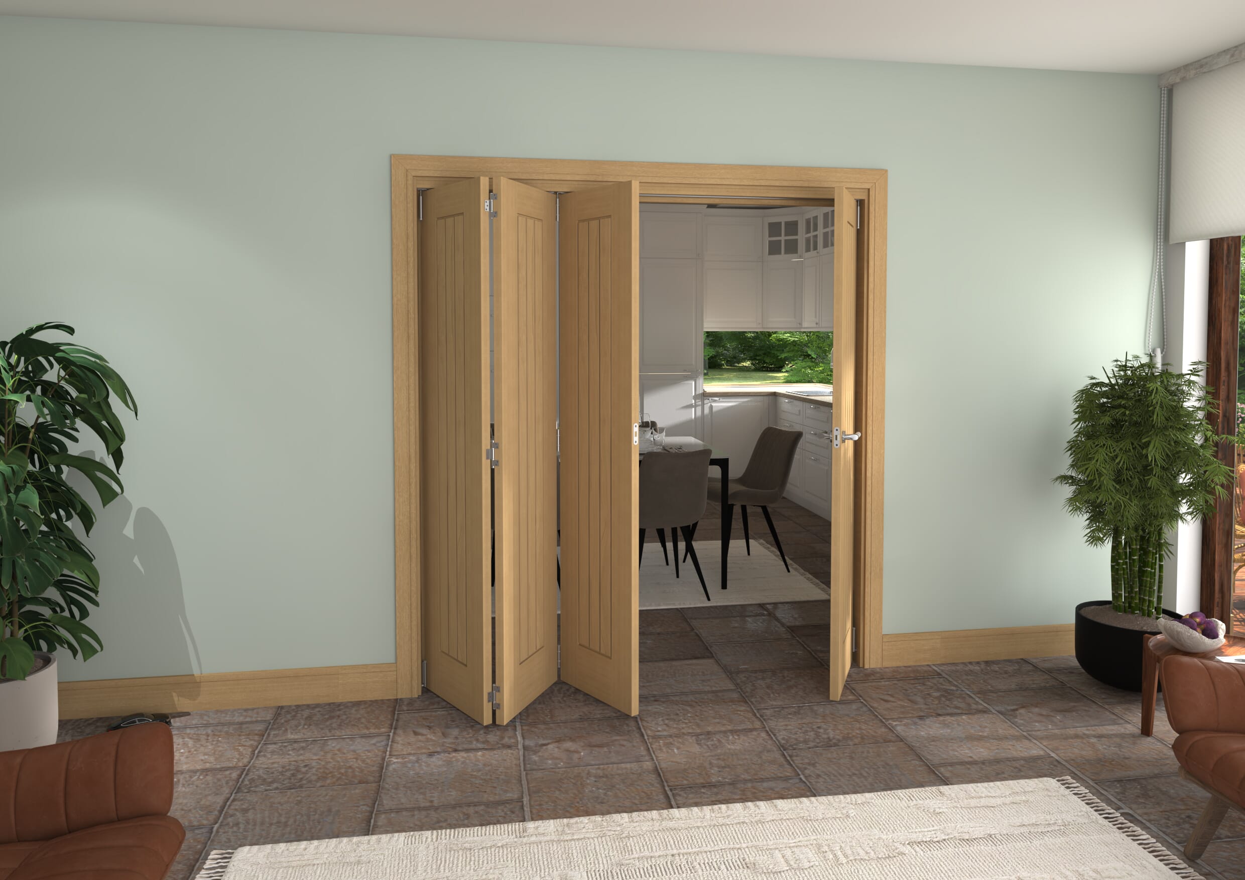 Mexicano Oak 4 Door Roomfold Grande (3 + 1 x 457mm Doors)