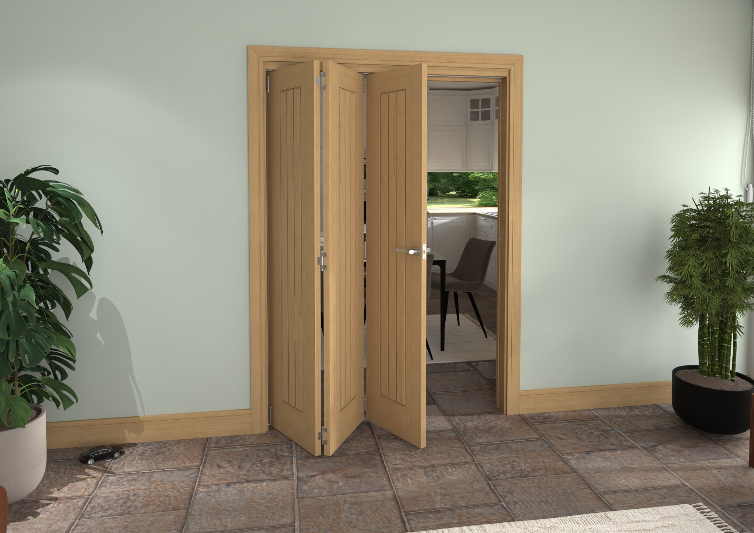 Mexicano Oak 3 Door Roomfold Grande (3 + 0 x 457mm Doors)