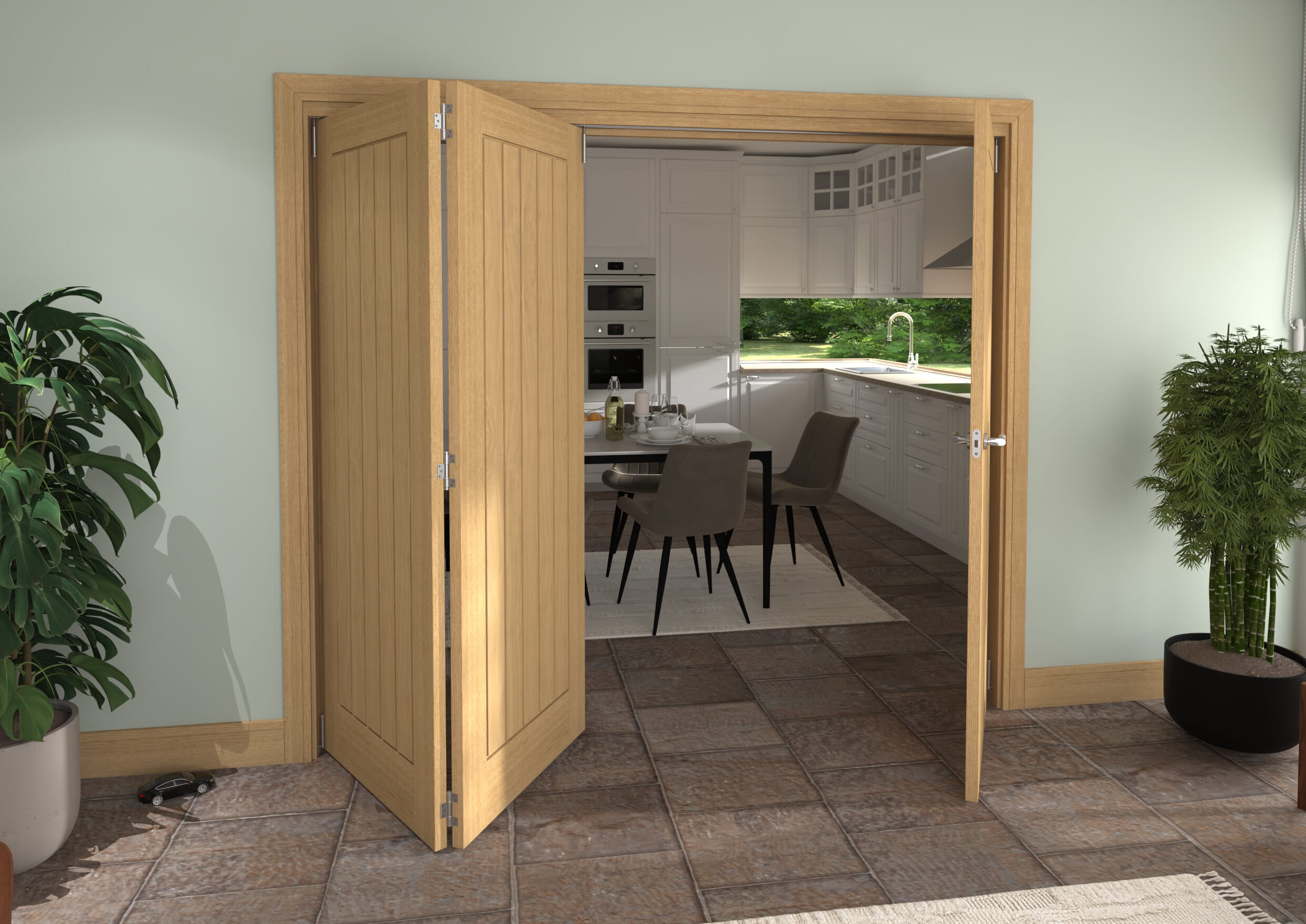 Mexicano Oak 3 Door Roomfold Grande (2 + 1 x 762mm Doors)