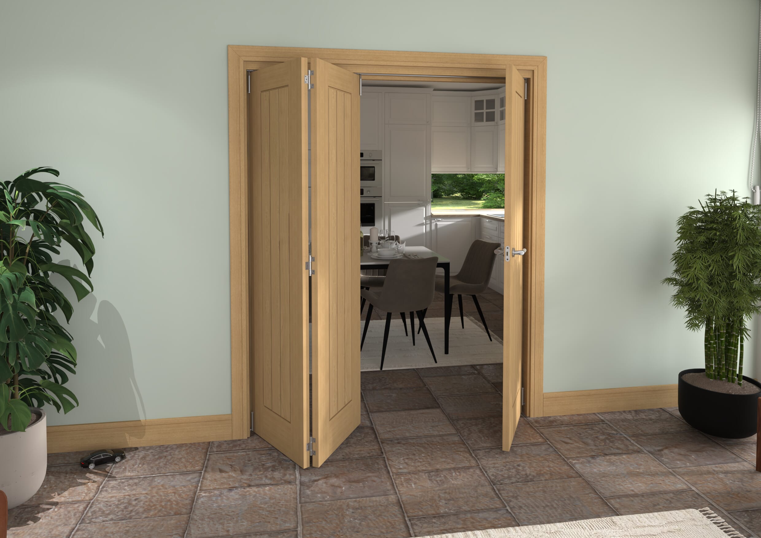 Mexicano Oak 3 Door Roomfold Grande (2 + 1 x 533mm Doors)