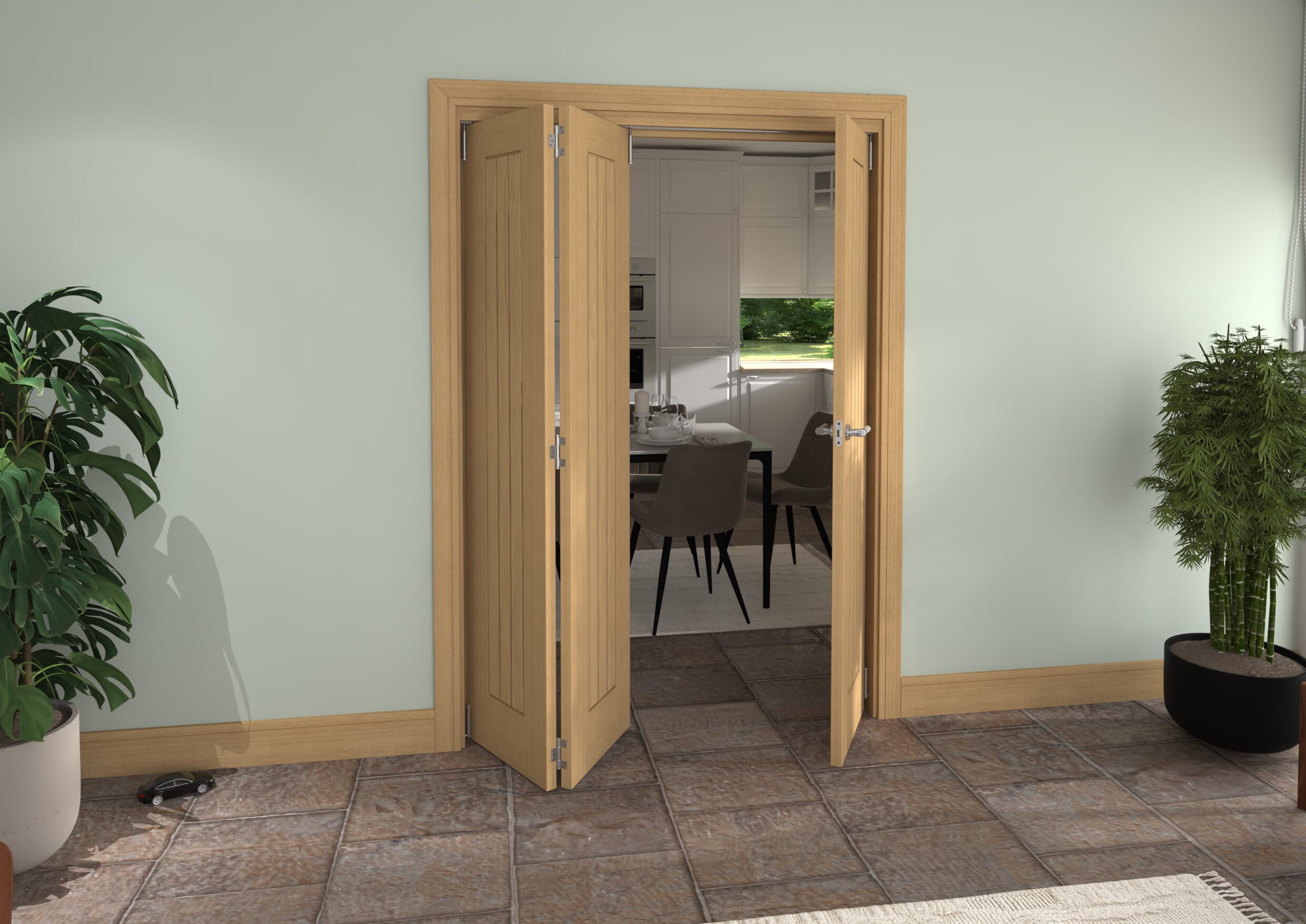 Mexicano Oak 3 Door Roomfold Grande (2 + 1 x 457mm Doors)