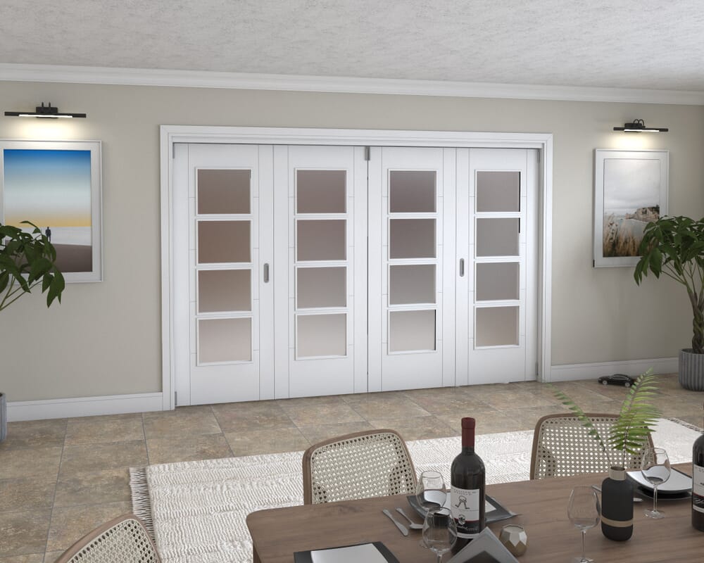 Iseo White 4 Light Frosted 4 Door Roomfold Grande (2 + 2 x 762mm Doors)