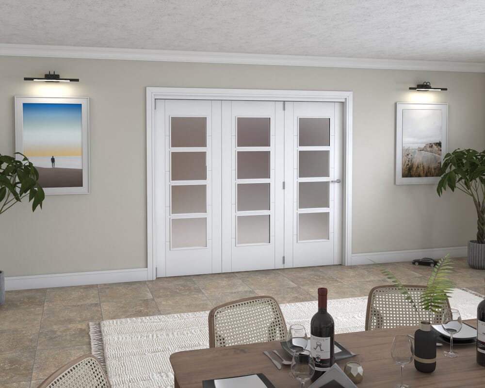 Iseo White 4 Light Frosted 3 Door Roomfold Grande (3 + 0 x 762mm Doors)