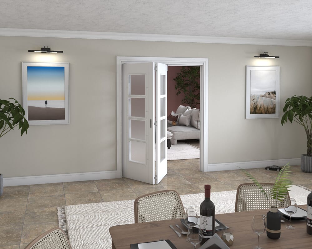 Iseo White 4 Light Frosted 2 Door Roomfold Grande (2 + 0 x 762mm Doors)