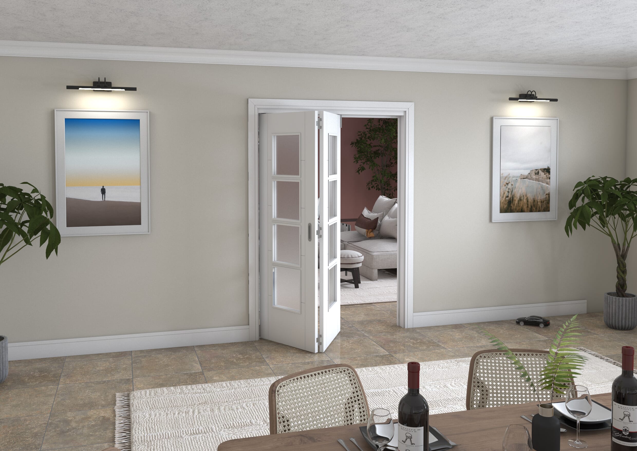 Iseo White 4 Light Frosted 2 Door Roomfold Grande (2 + 0 x 686mm Doors)