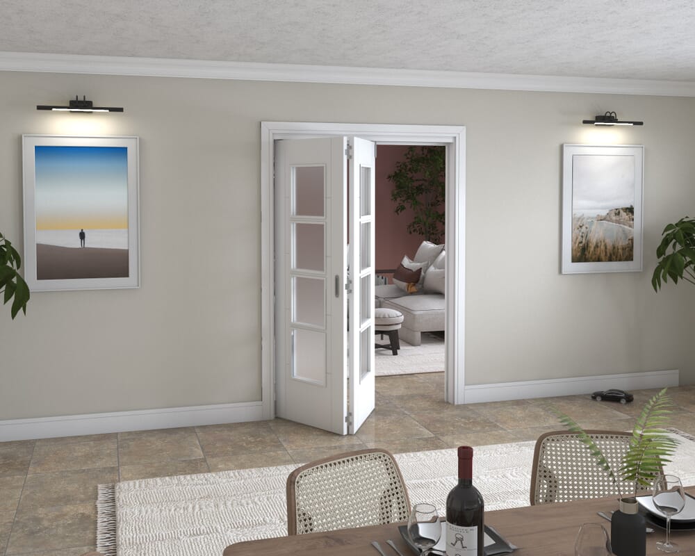 Iseo White 4 Light Frosted 2 Door Roomfold Grande (2 + 0 x 686mm Doors)