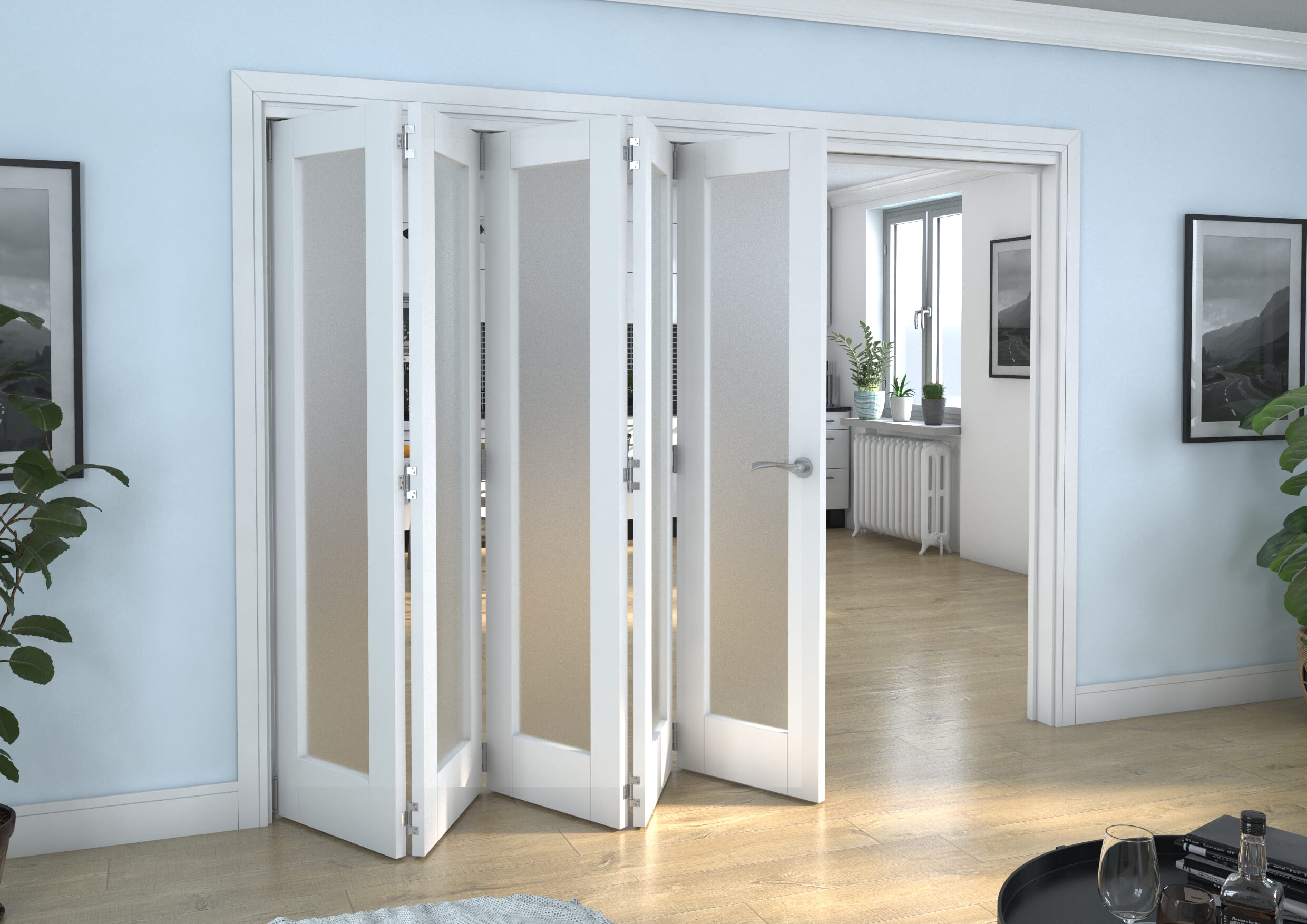 White P10 Frosted Roomfold Grande (5 + 0 x 533mm Doors)