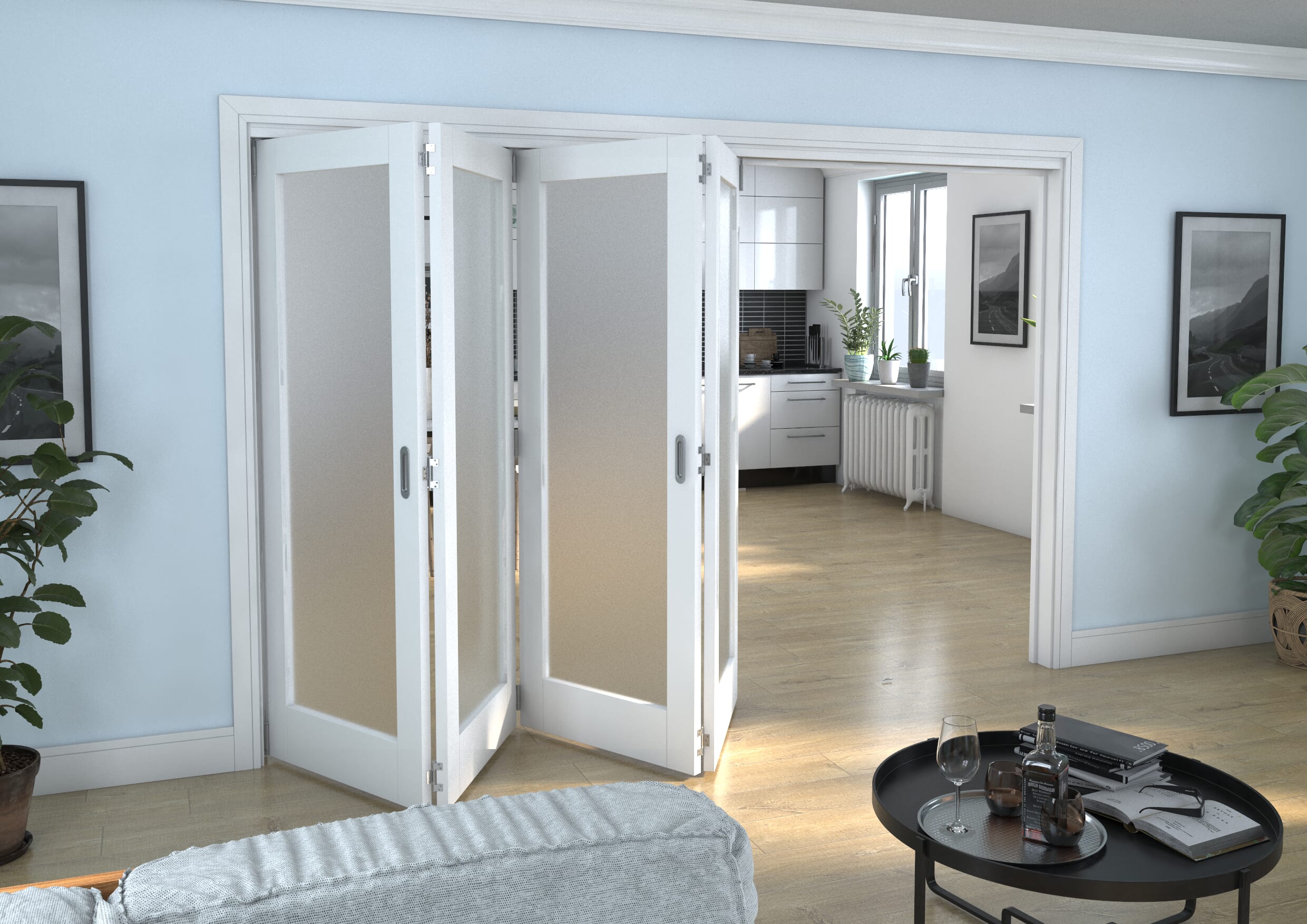 White P10 Frosted Roomfold Grande (4 + 0 x 762mm Doors)