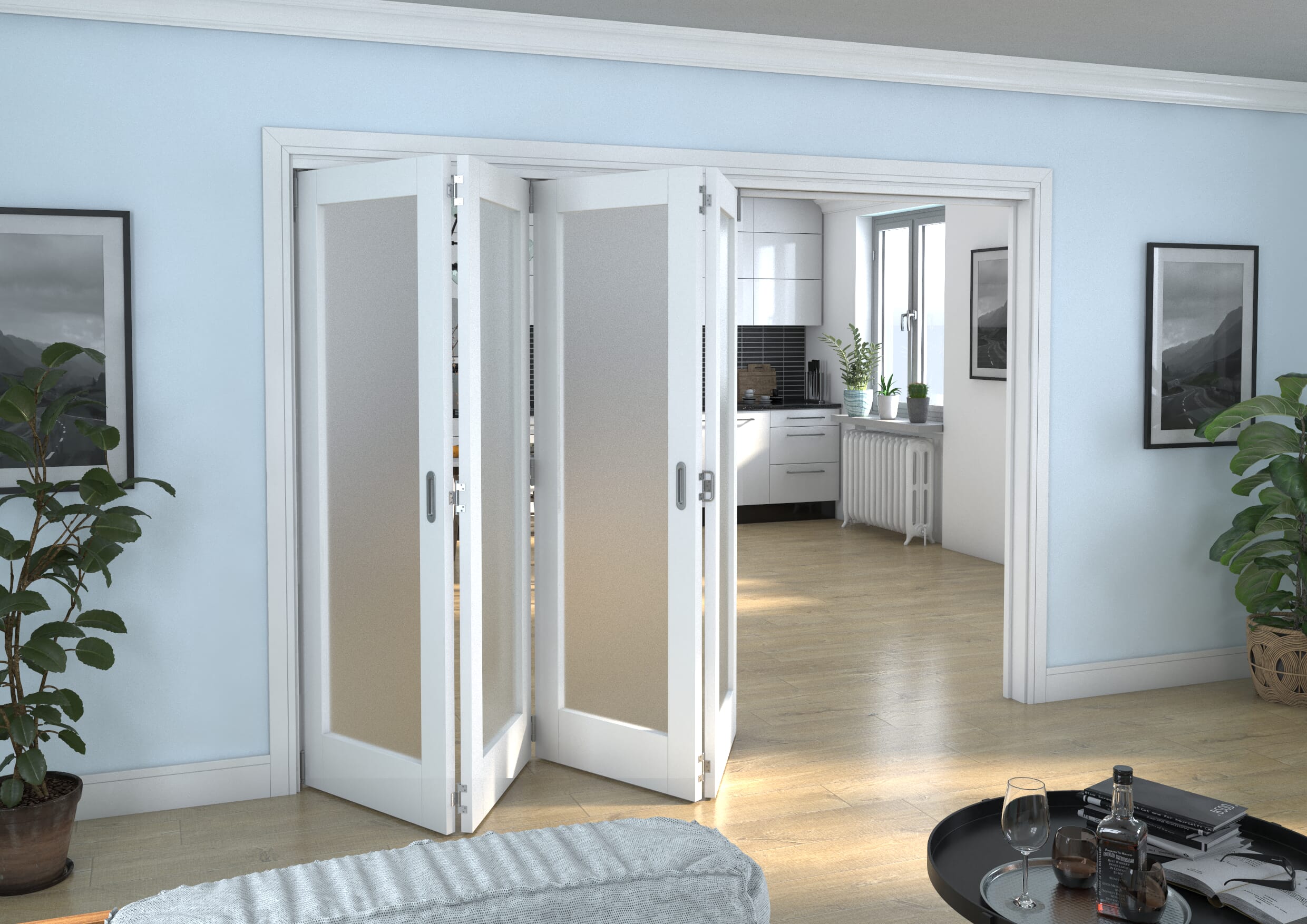 White P10 Frosted Roomfold Grande (4 + 0 x 686mm Doors)