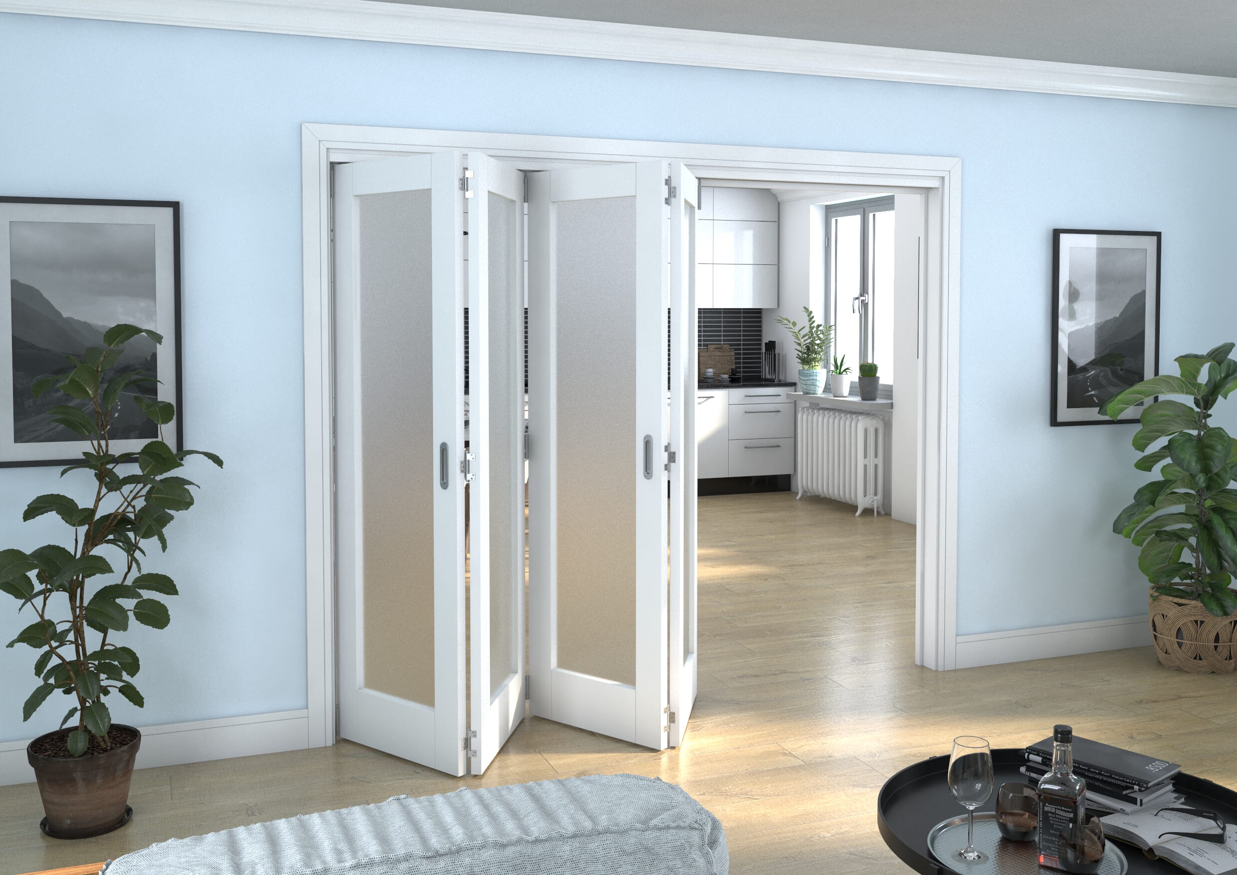 White P10 Frosted Roomfold Grande (4 + 0 x 610mm Doors)