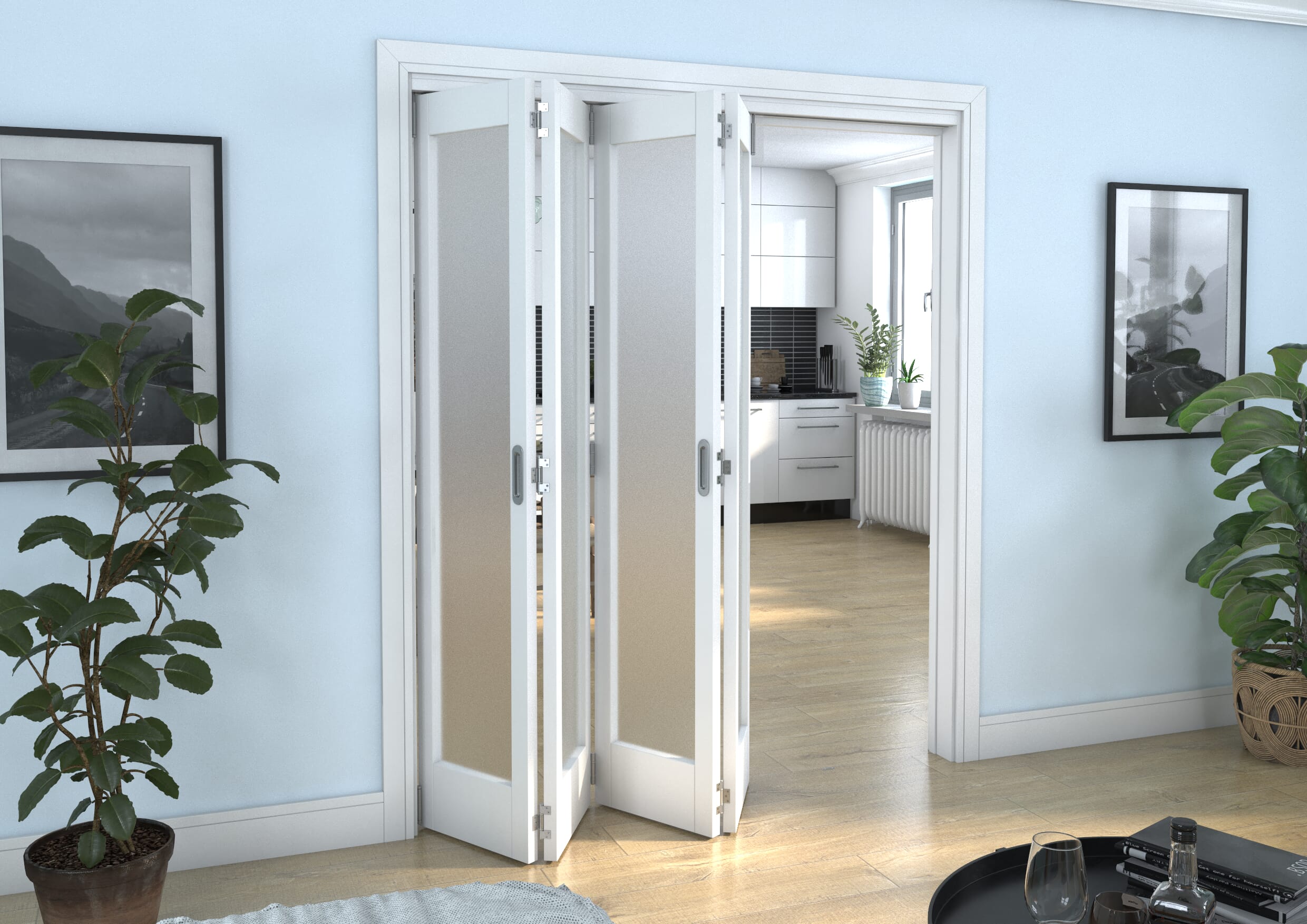 White P10 Frosted Roomfold Grande (4 + 0 x 419mm Doors)