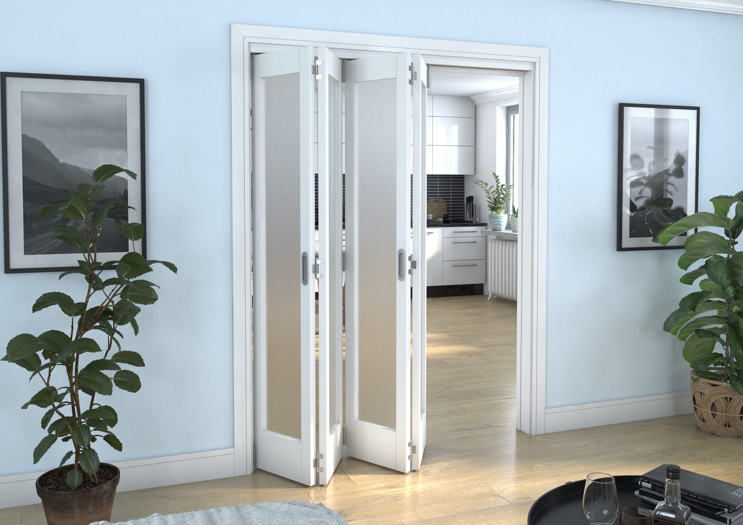 White P10 Frosted Roomfold Grande (4 + 0 x 381mm Doors)