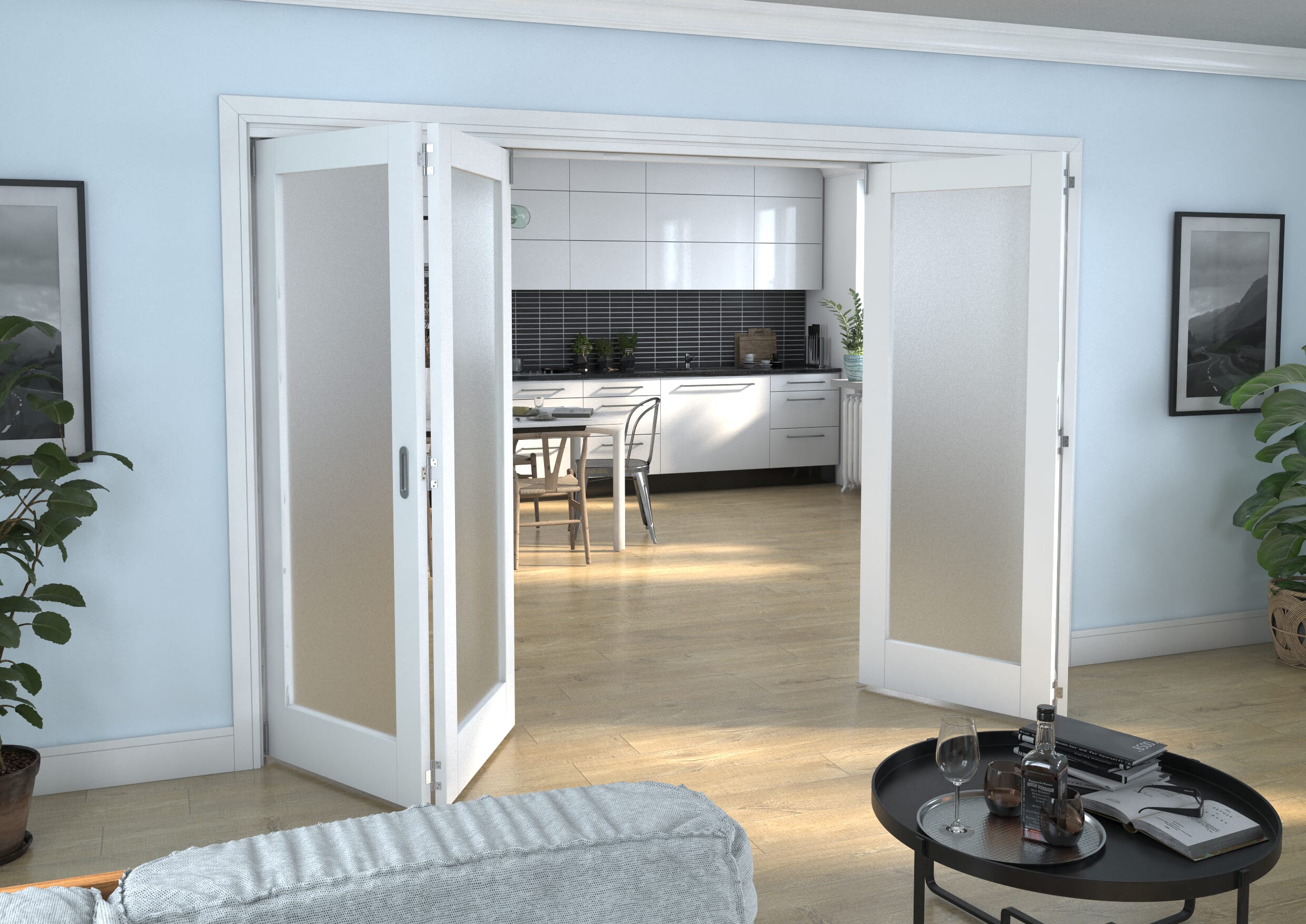 3136x2060x133mm White P10 Frosted Roomfold Grande (2+2)