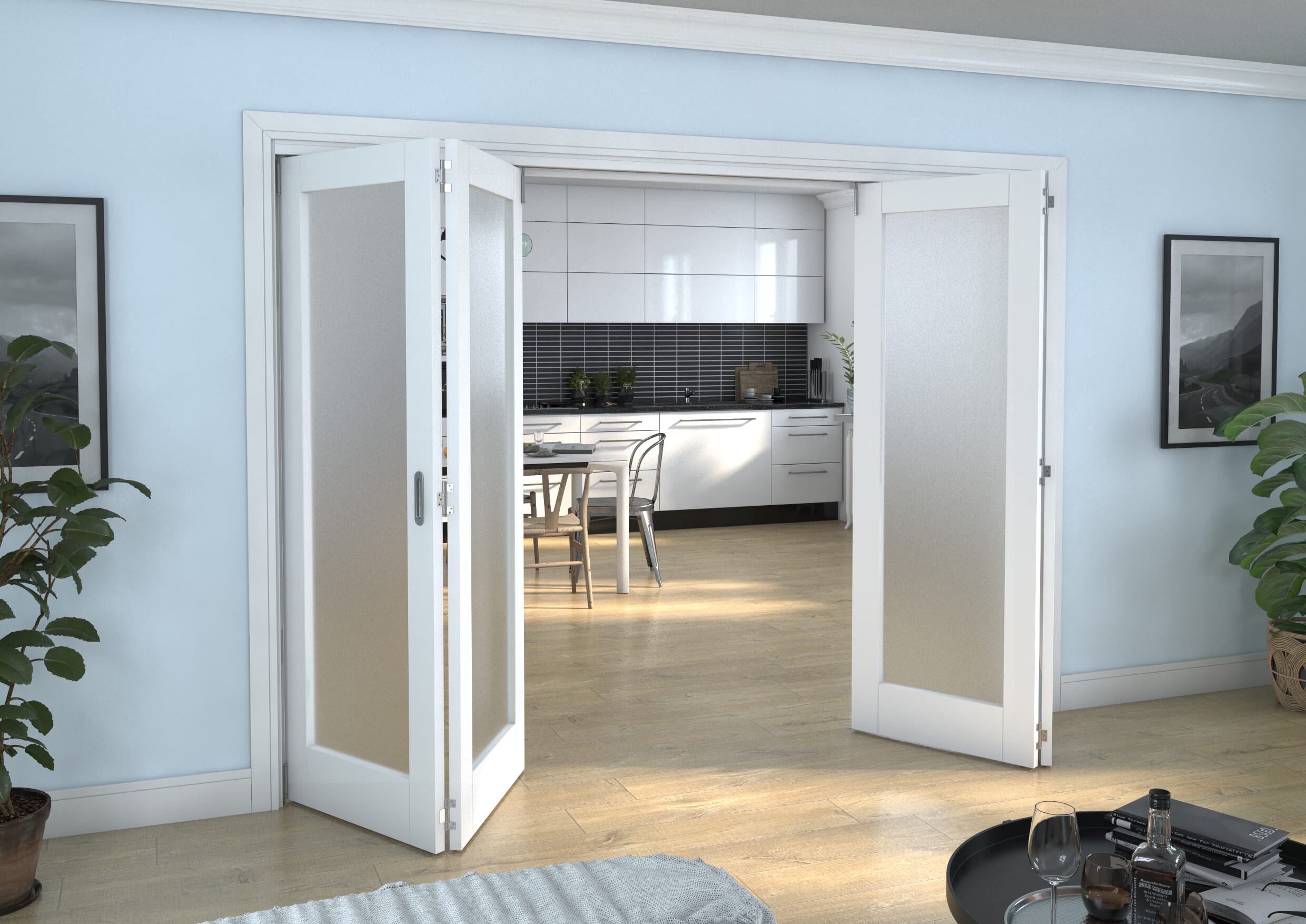 2832x2060x133mm White P10 Frosted Roomfold Grande (2+2)