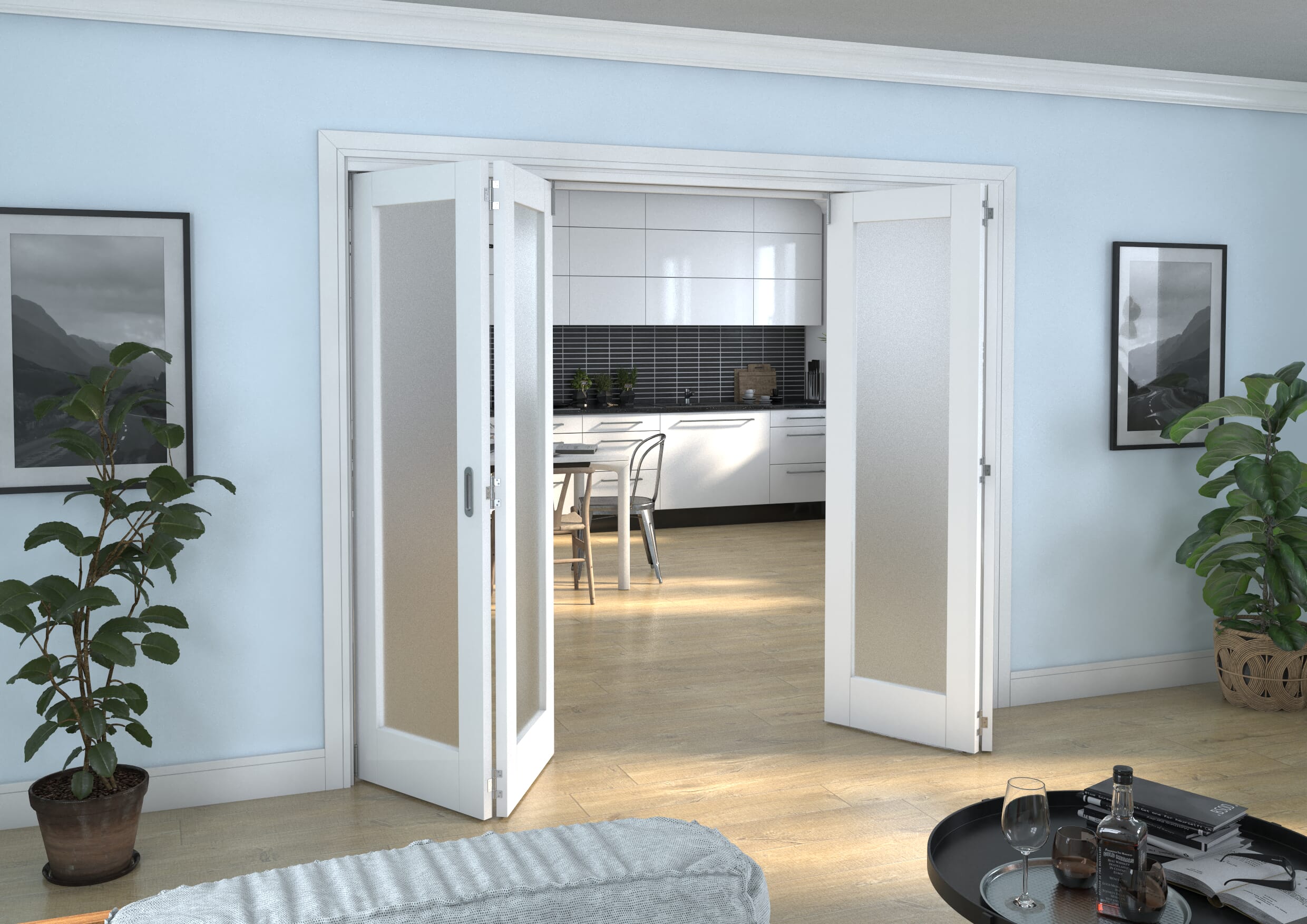 2528x2060x133mm White P10 Frosted Roomfold Grande (2+2)