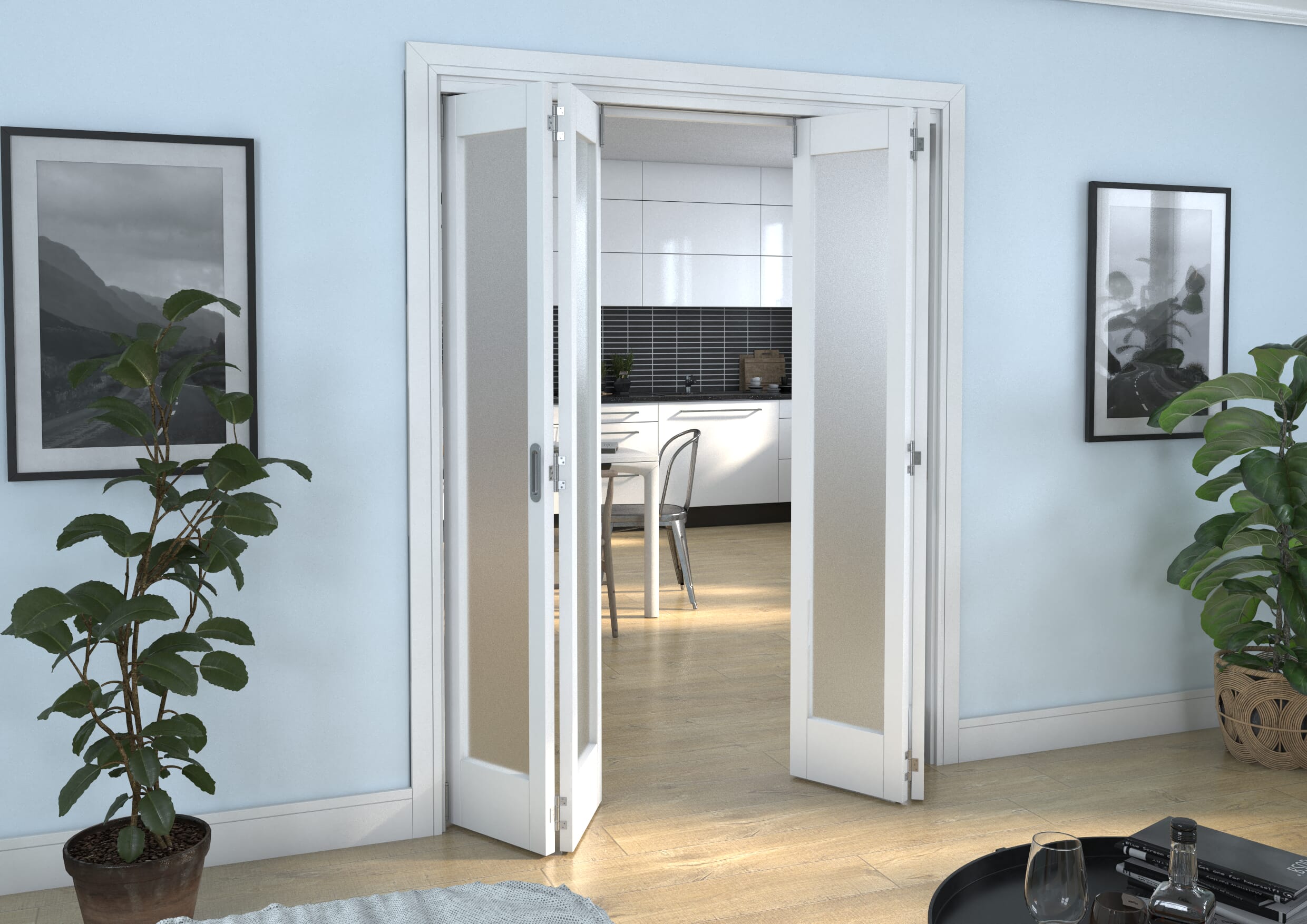 White P10 Frosted Roomfold Grande (2 + 2 x 381mm Doors)