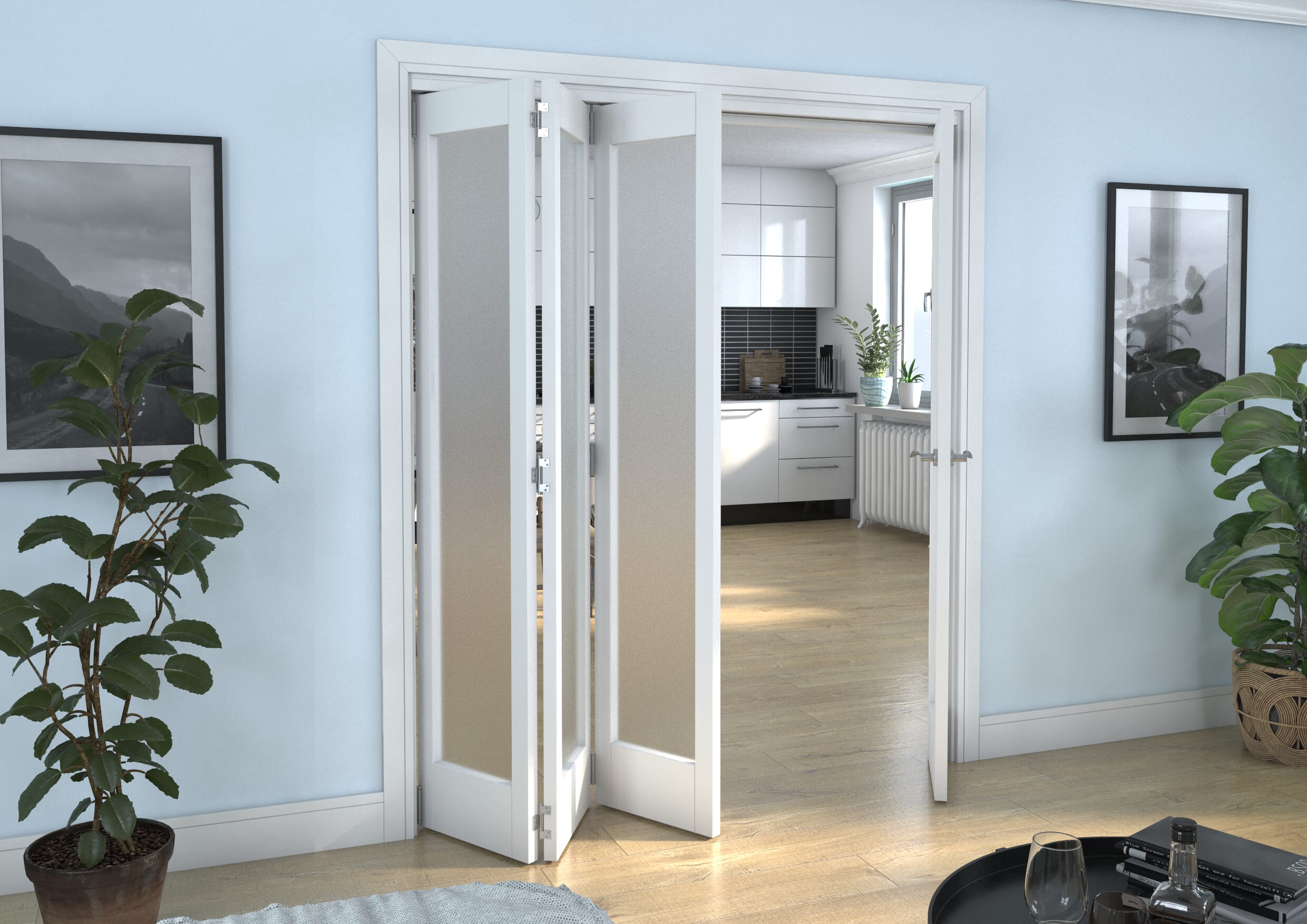 White P10 Frosted Roomfold Grande (3 + 1 x 419mm Doors)