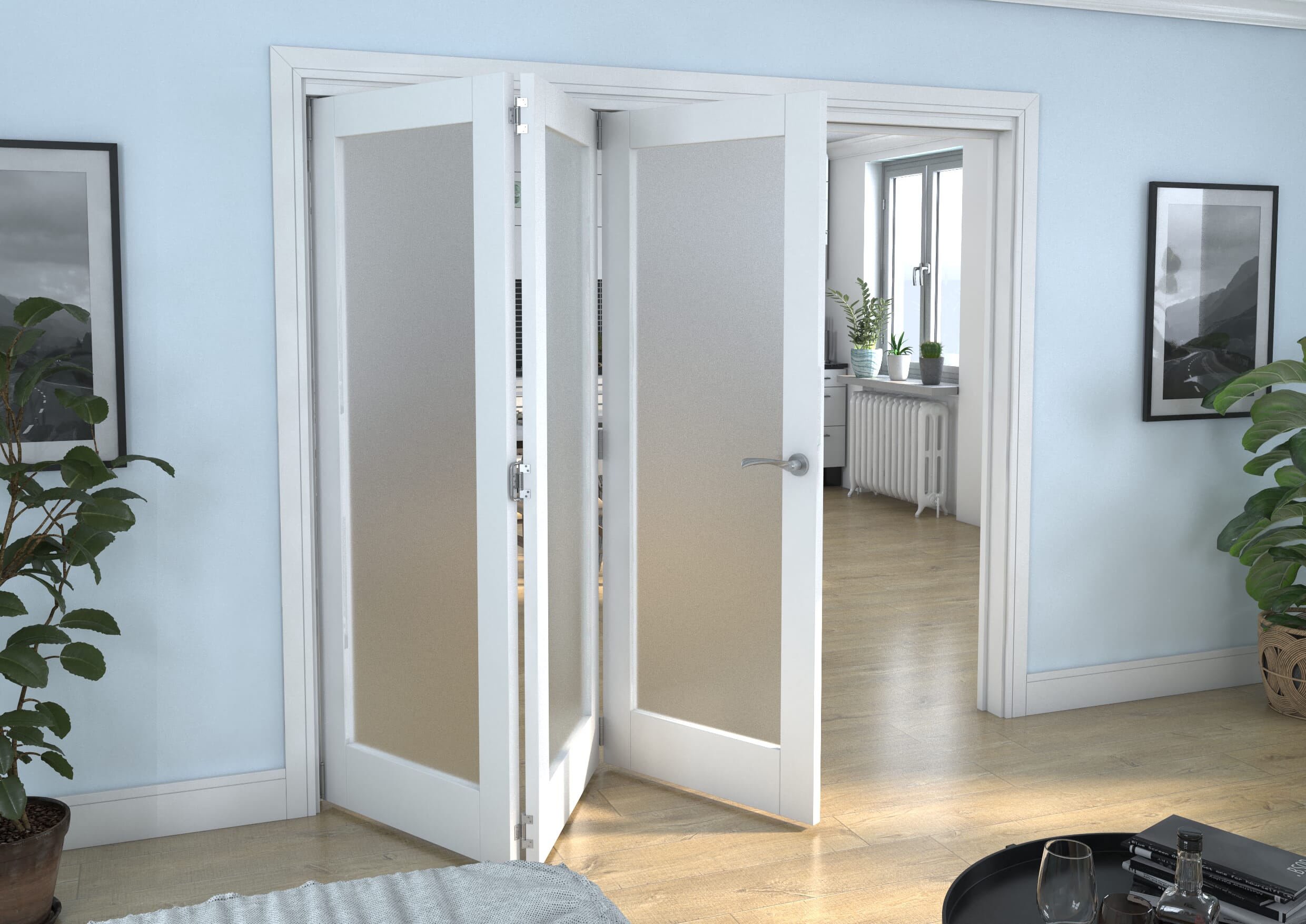 White P10 Frosted Roomfold Grande (3 + 0 x 762mm Doors)