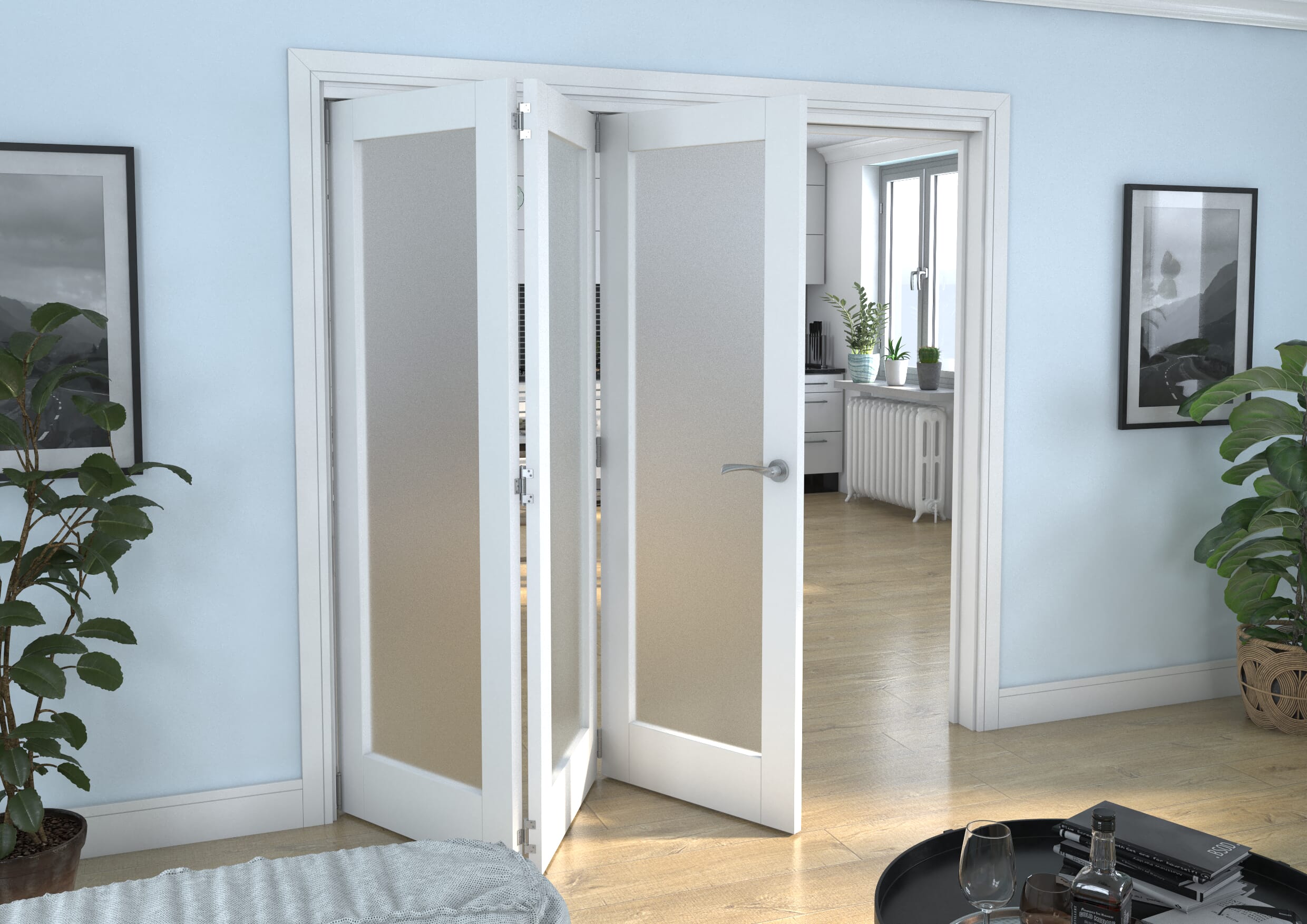 White P10 Frosted Roomfold Grande (3 + 0 x 686mm Doors)