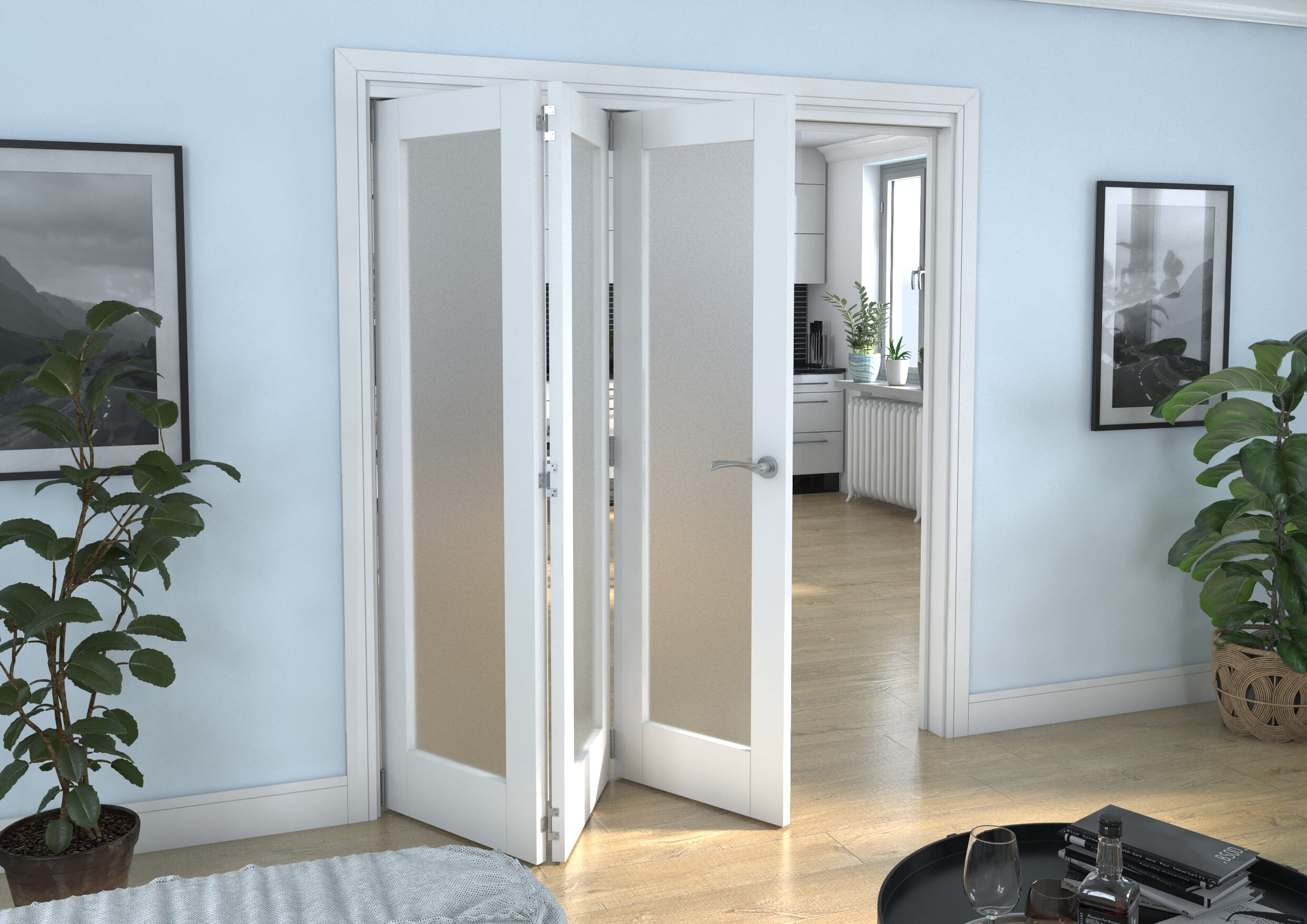 White P10 Frosted Roomfold Grande (3 + 0 x 610mm Doors)