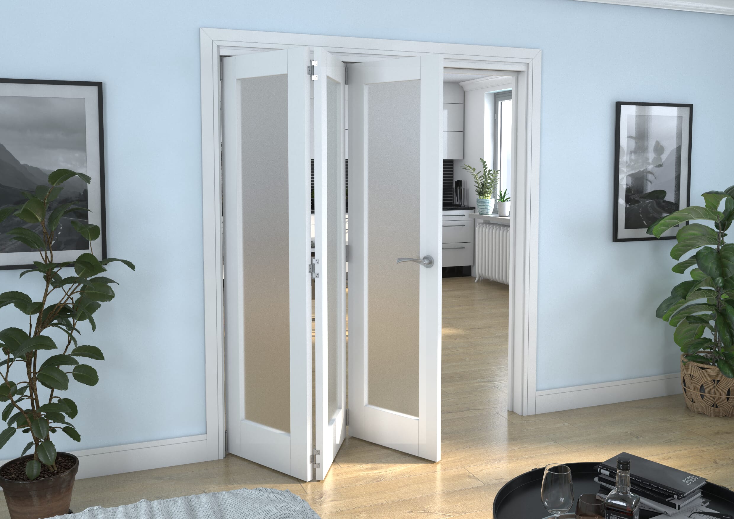 White P10 Frosted Roomfold Grande 1800mm 3 + 0 Set