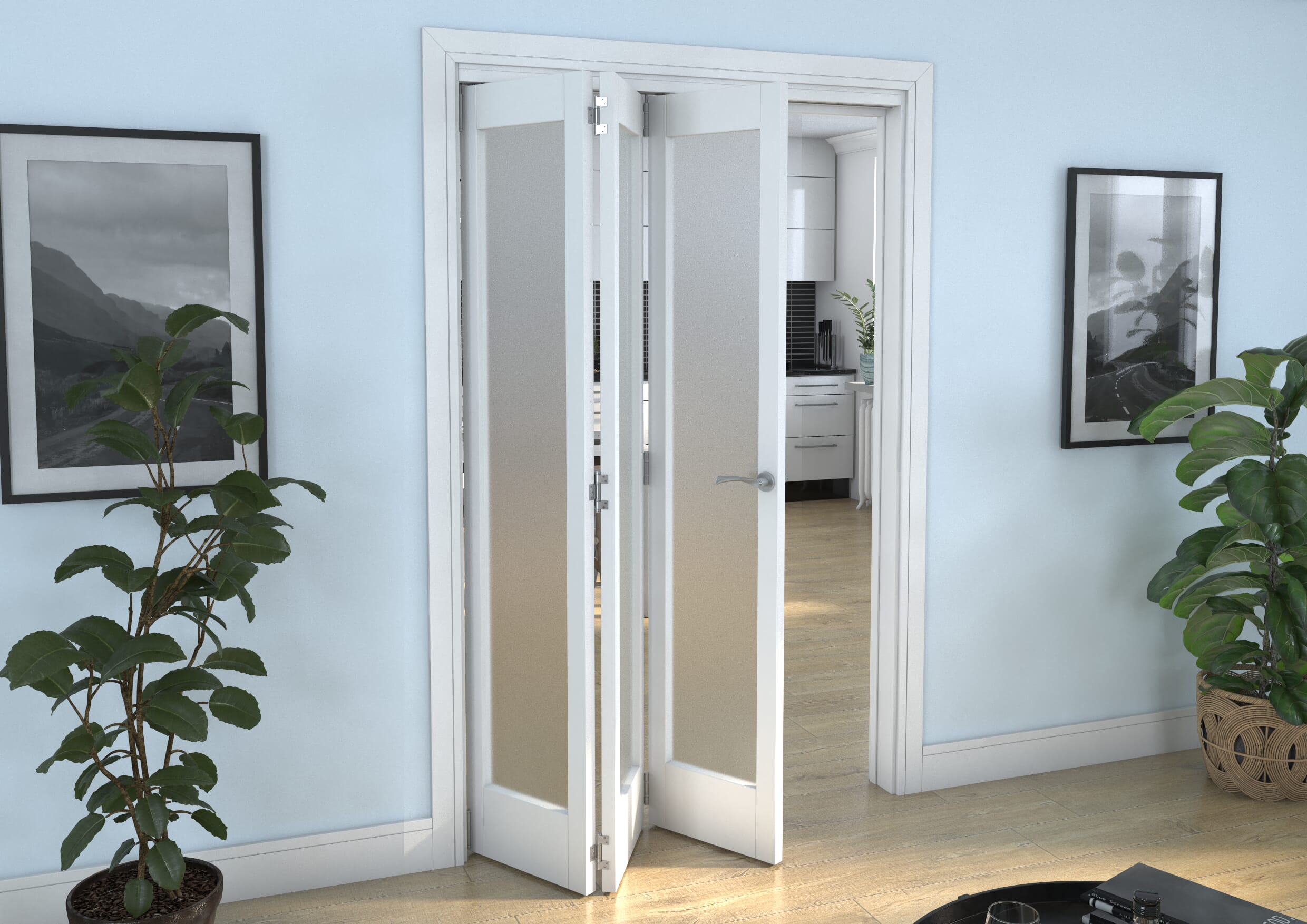 White P10 Frosted Roomfold Grande (3 + 0 x 419mm Doors)