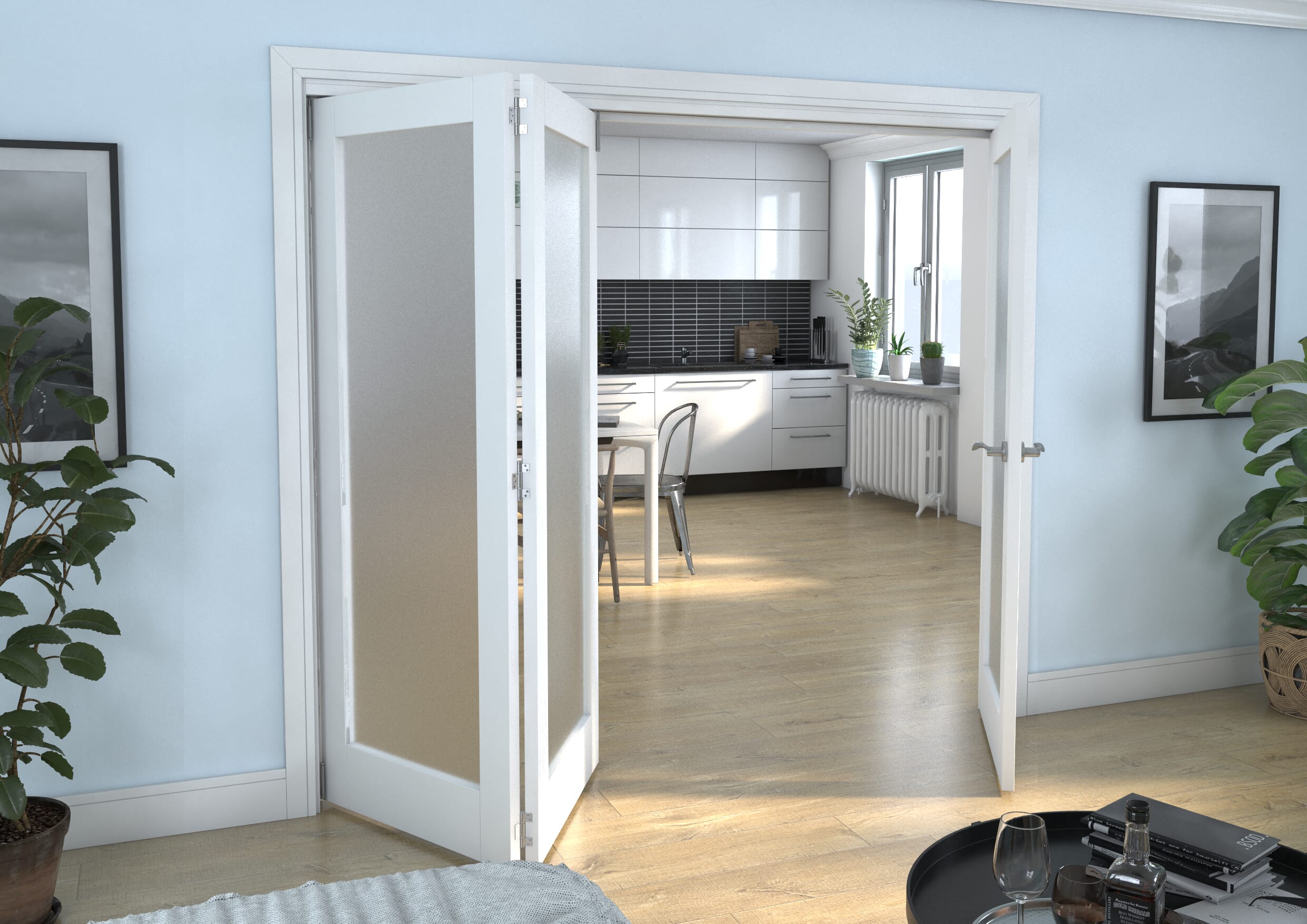2371x2060x133mm White P10 Frosted Roomfold Grande (2+1)
