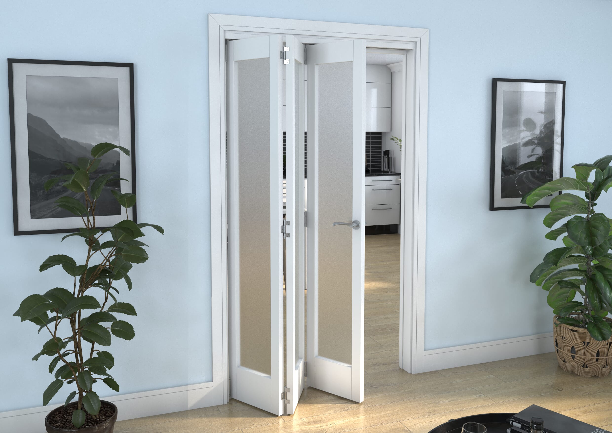 White P10 Frosted Roomfold Grande (3 + 0 x 381mm Doors)