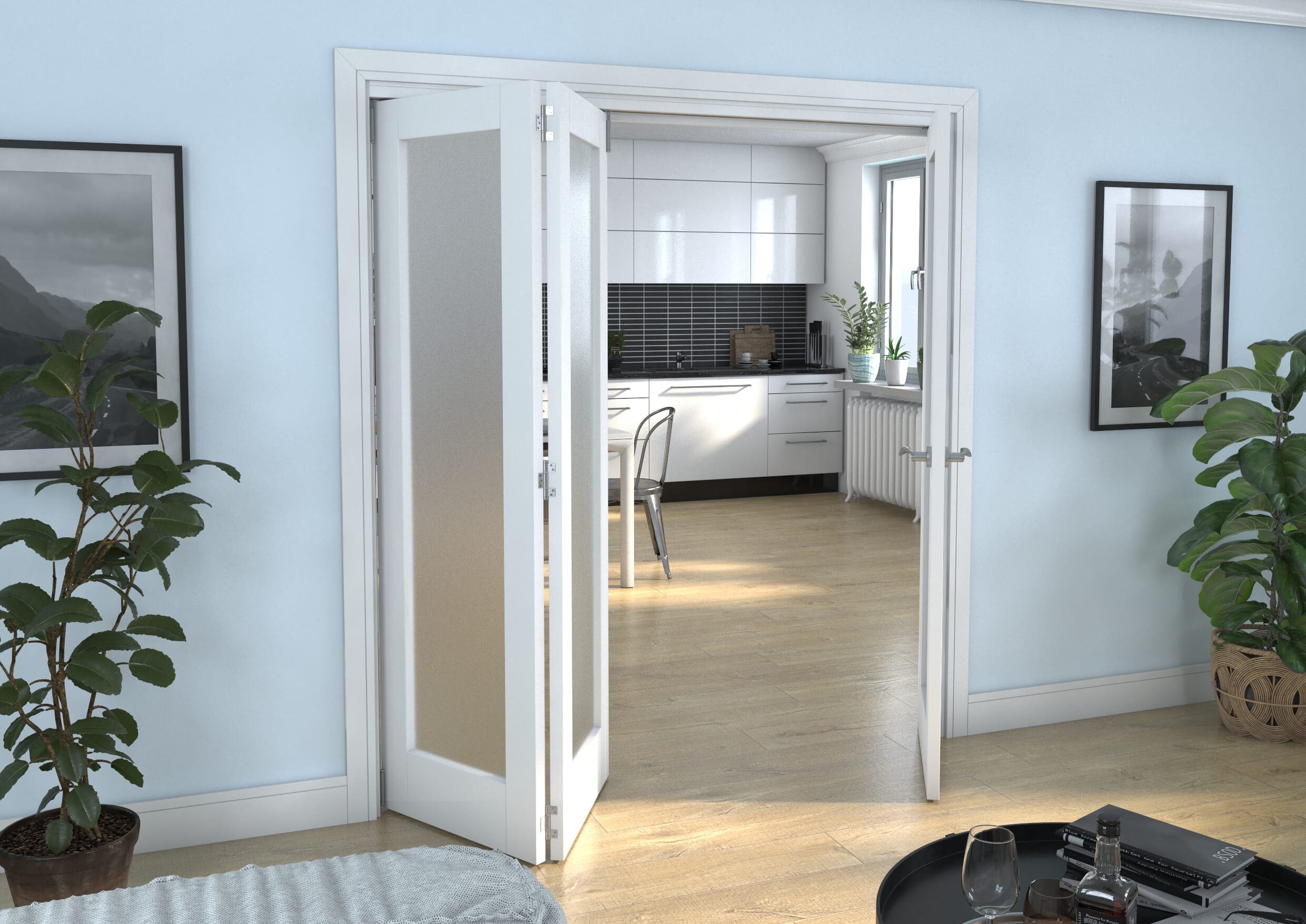 White P10 Frosted Roomfold Grande (2 + 1 x 610mm Doors)
