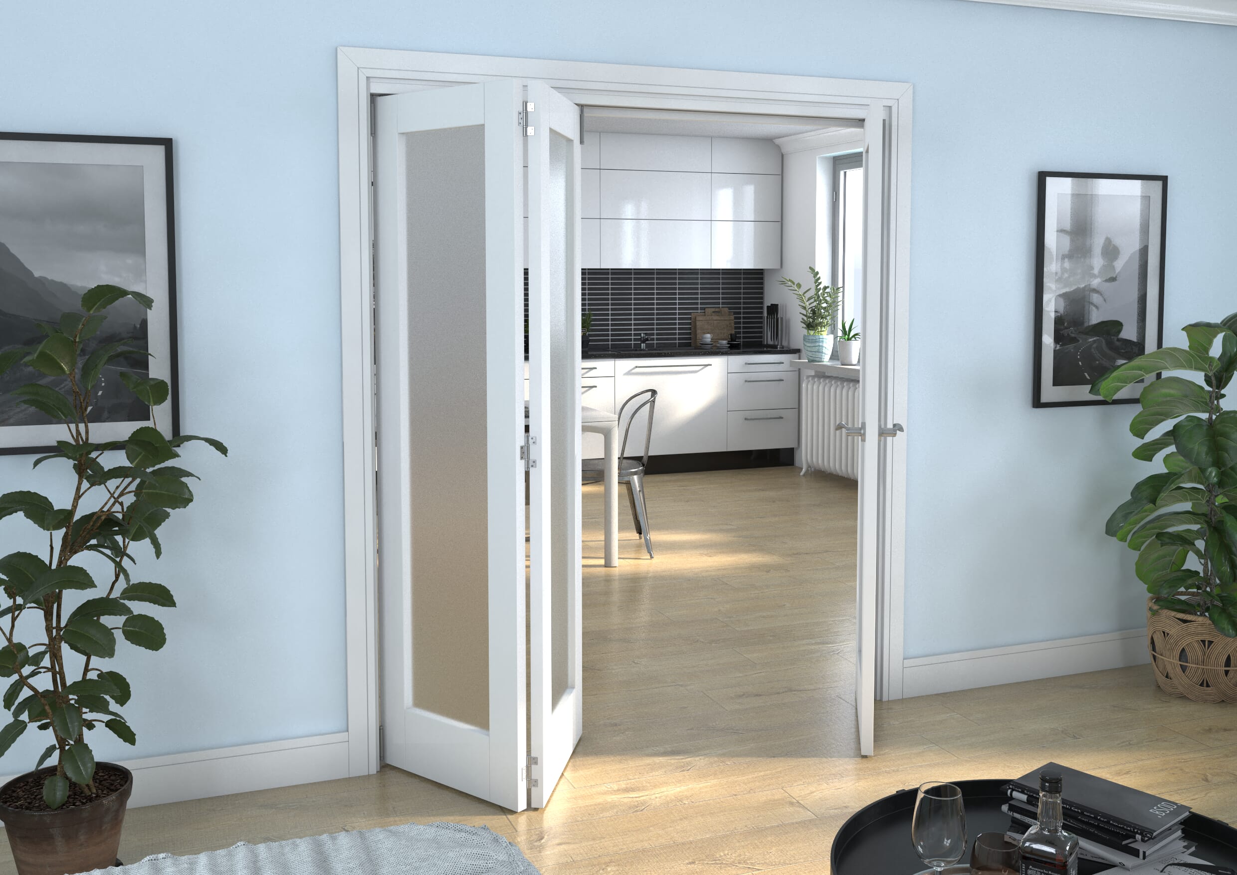 White P10 Frosted Roomfold Grande 1800mm 2 + 1 Set