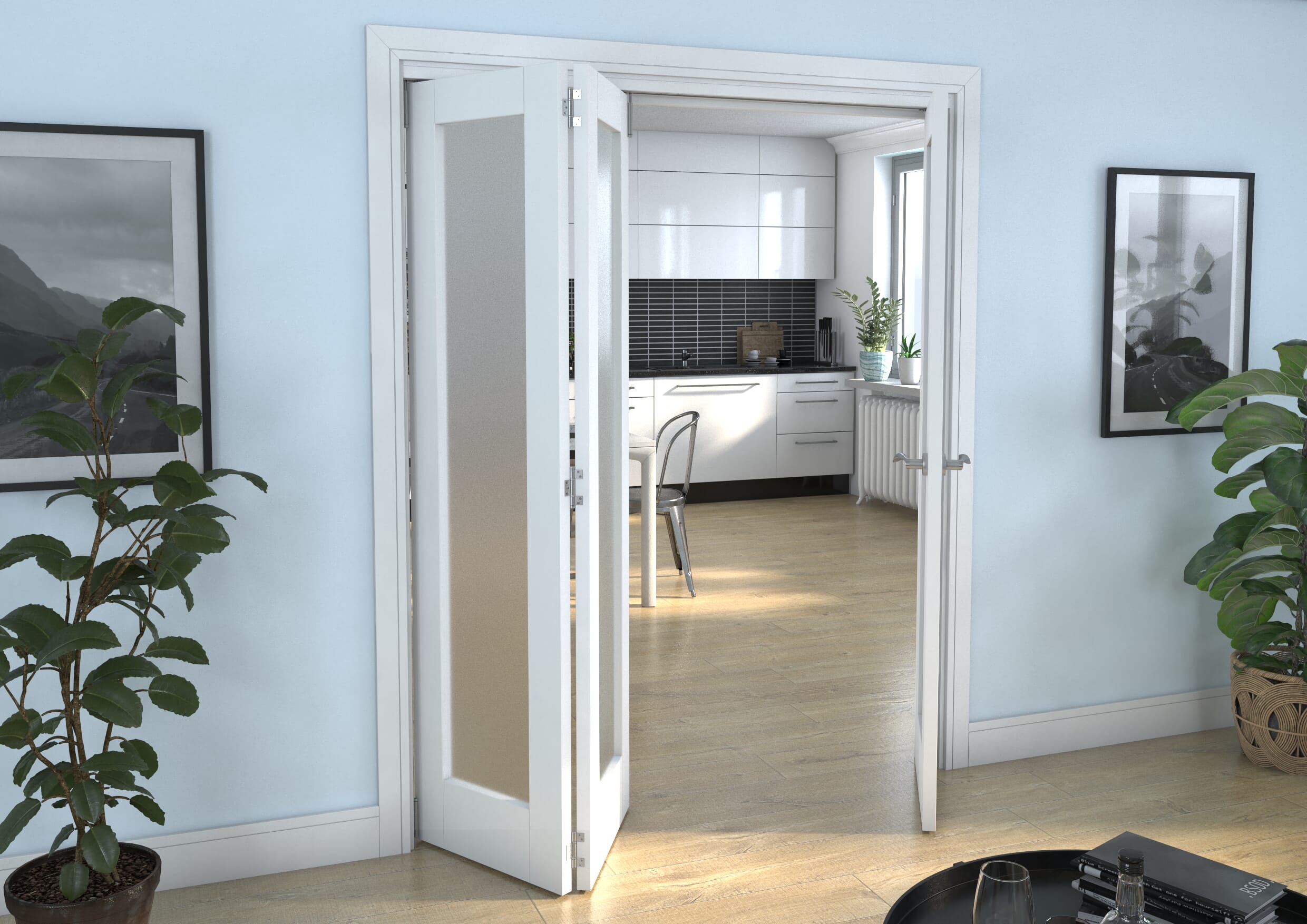 White P10 Frosted Roomfold Grande (2 + 1 x 533mm Doors)