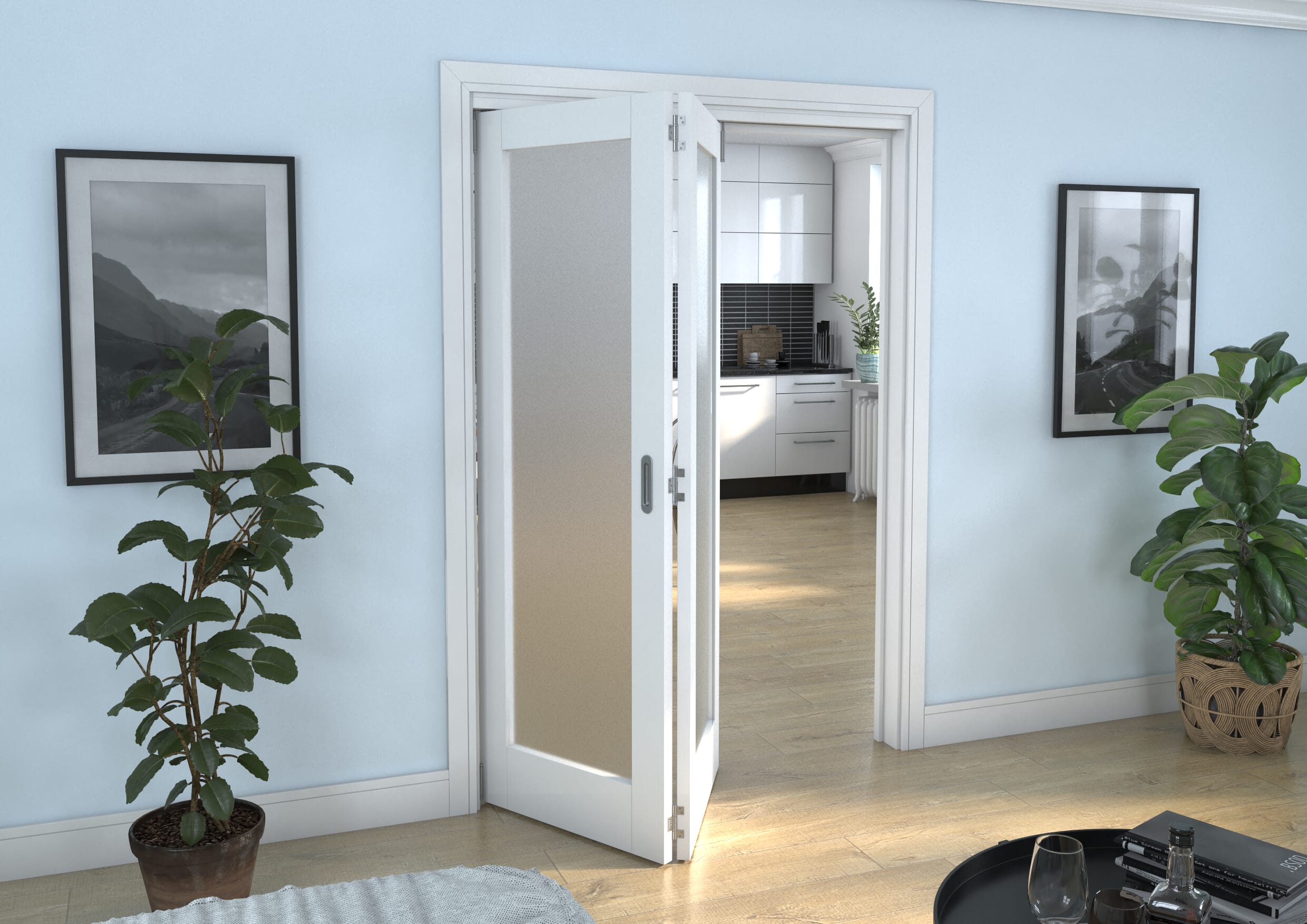 White P10 Frosted Roomfold Grande (2 + 0 x 686mm Doors)