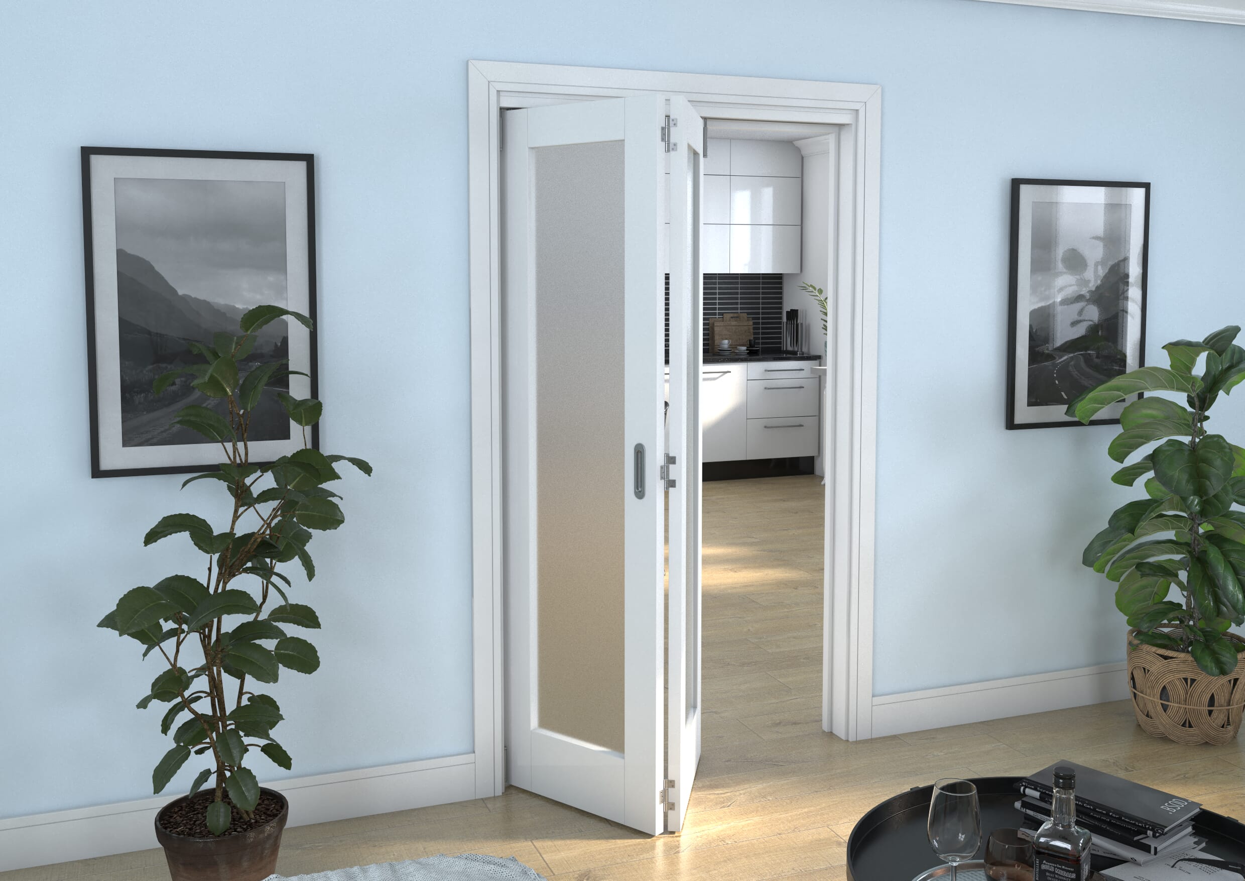 White P10 Frosted Roomfold Grande (2 + 0 x 573mm Doors)