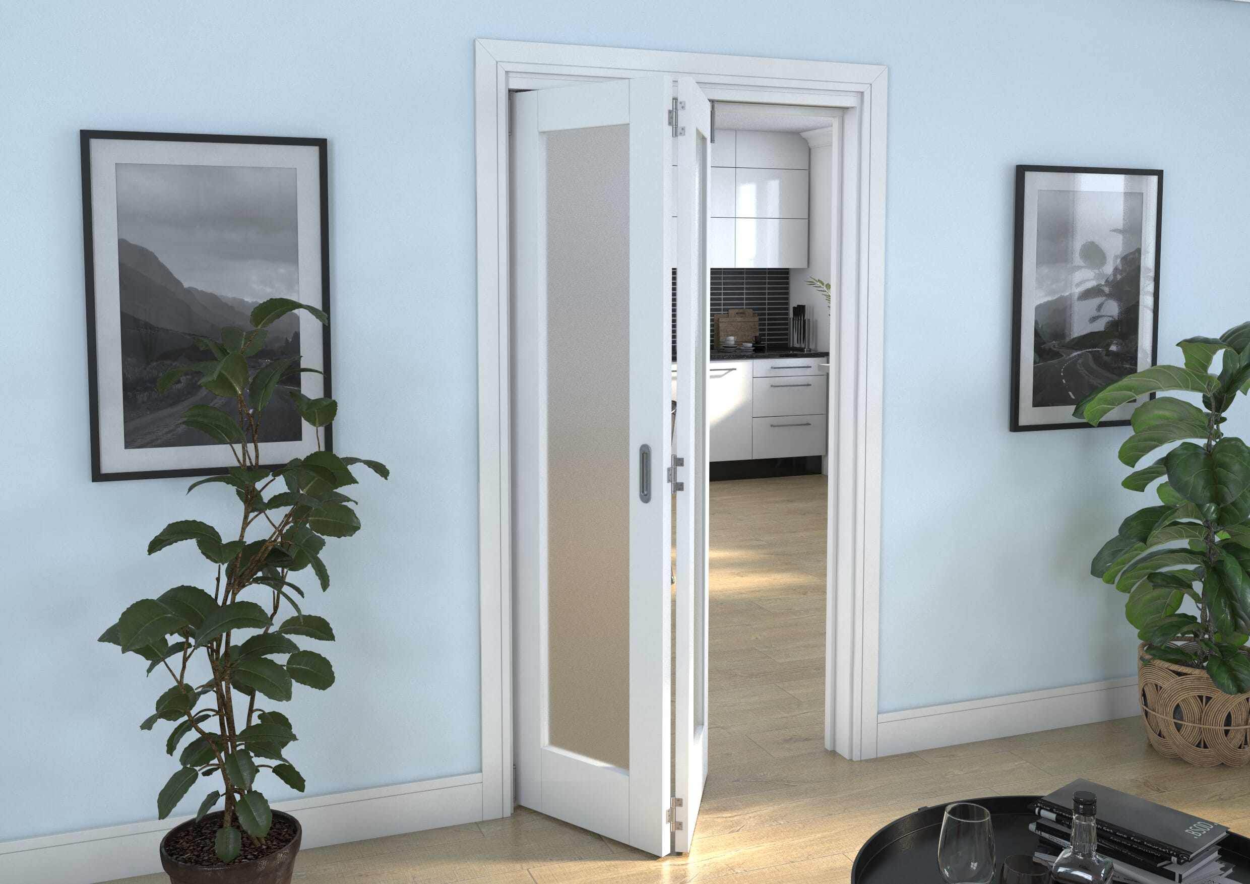 White P10 Frosted Roomfold Grande (2 + 0 x 533mm Doors)