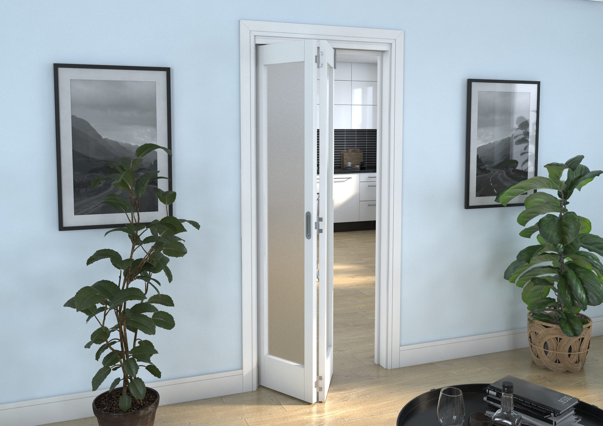 White P10 Frosted Roomfold Grande (2 + 0 x 419mm Doors)