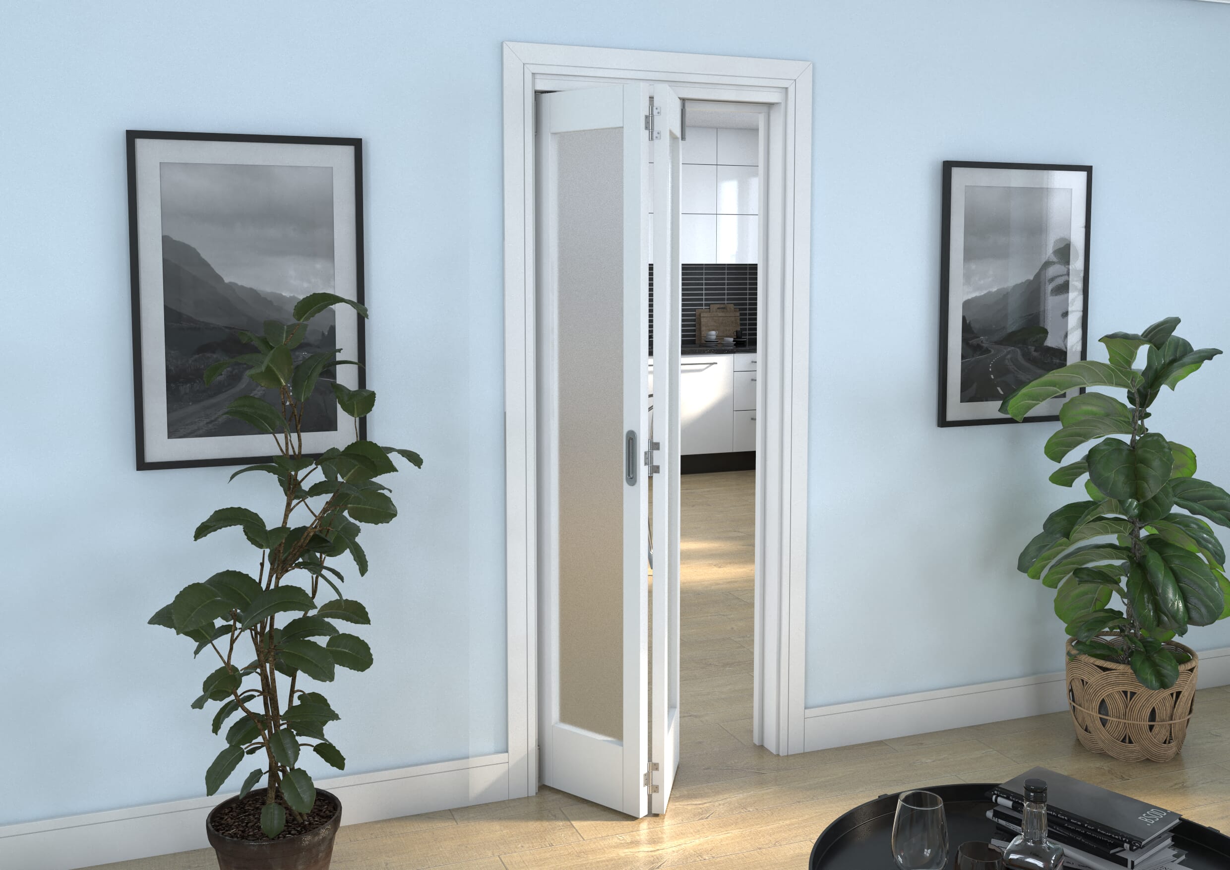 White P10 Frosted Roomfold Grande (2 + 0 x 381mm Doors)