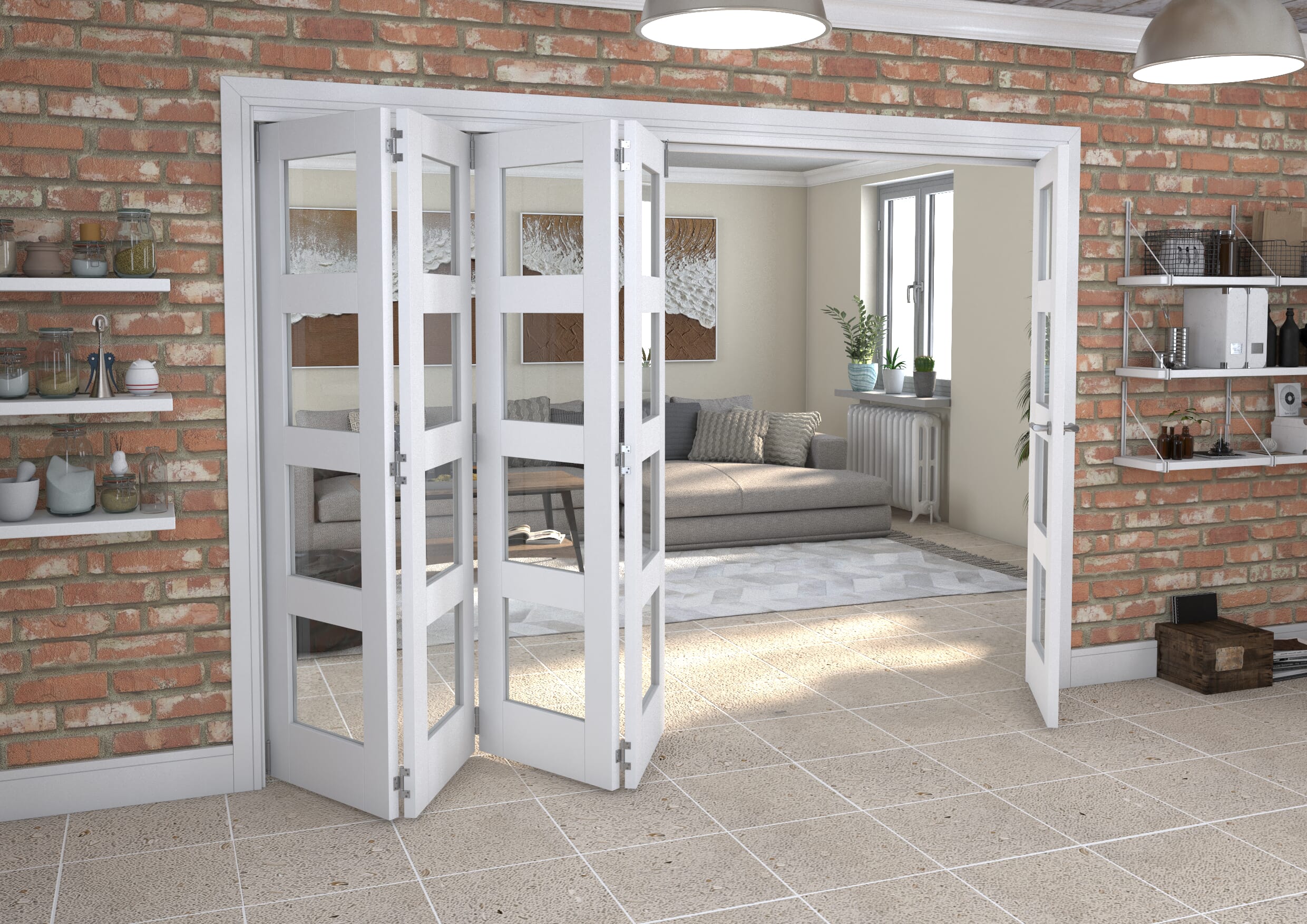 White 4L Roomfold Grande 3000mm 4 + 1 Set
