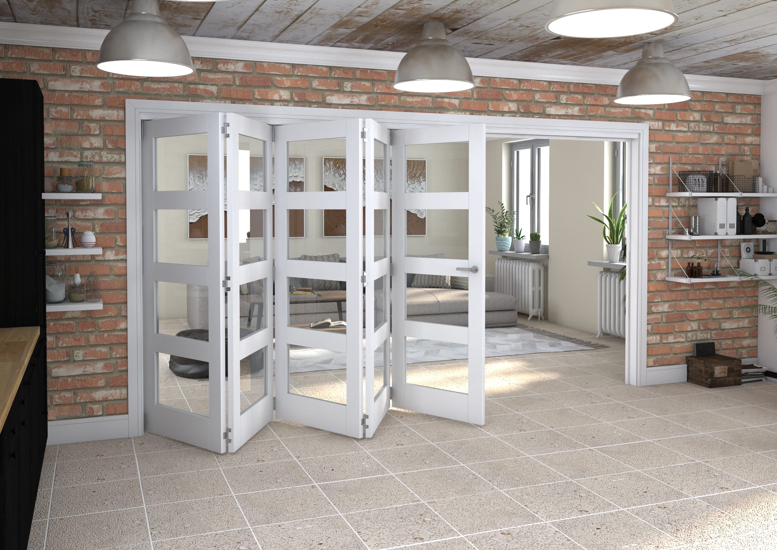 White 4L Roomfold Grande (5 + 0 x 762mm Doors)