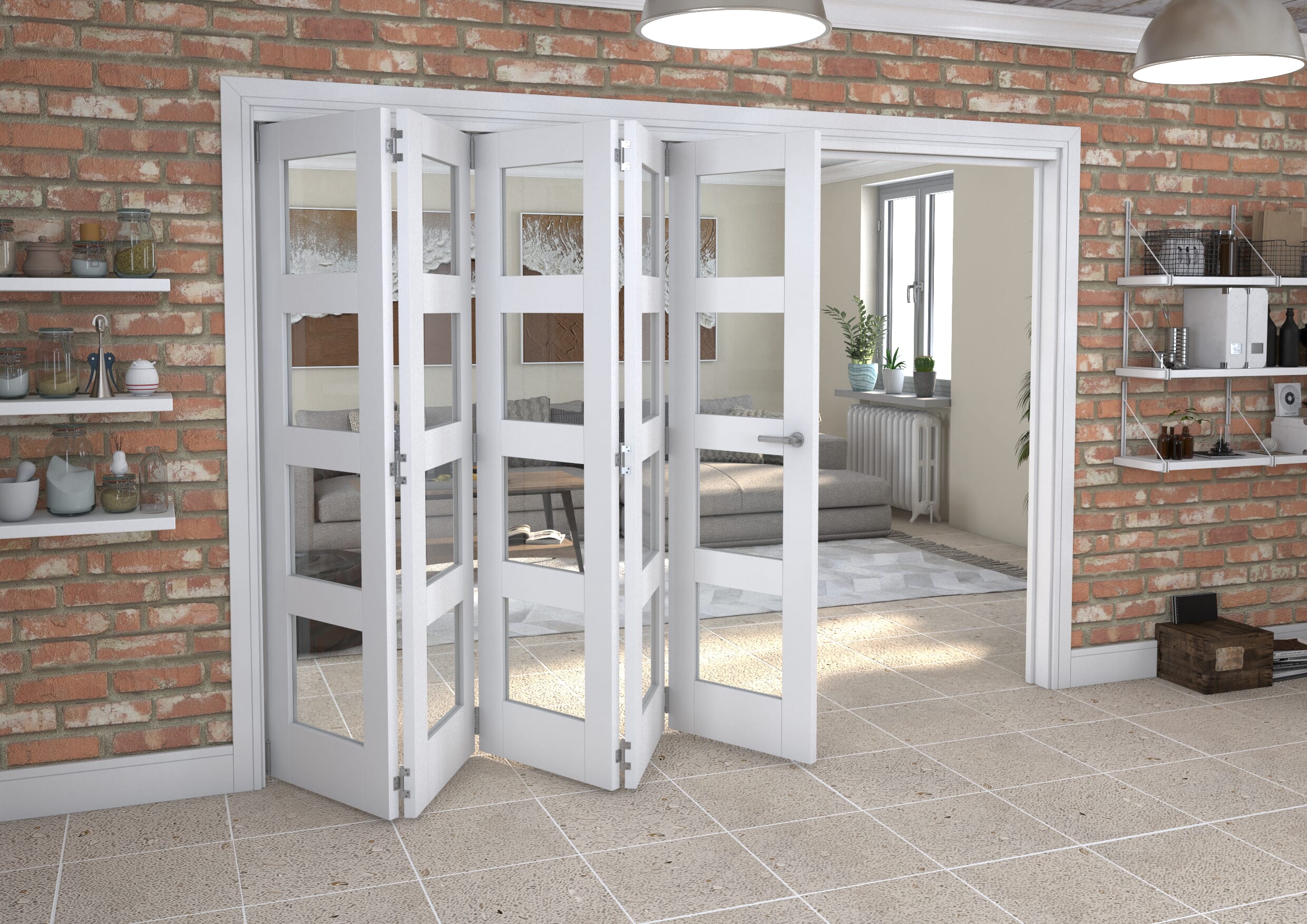 White 4L Roomfold Grande 3000mm 5 + 0 Set