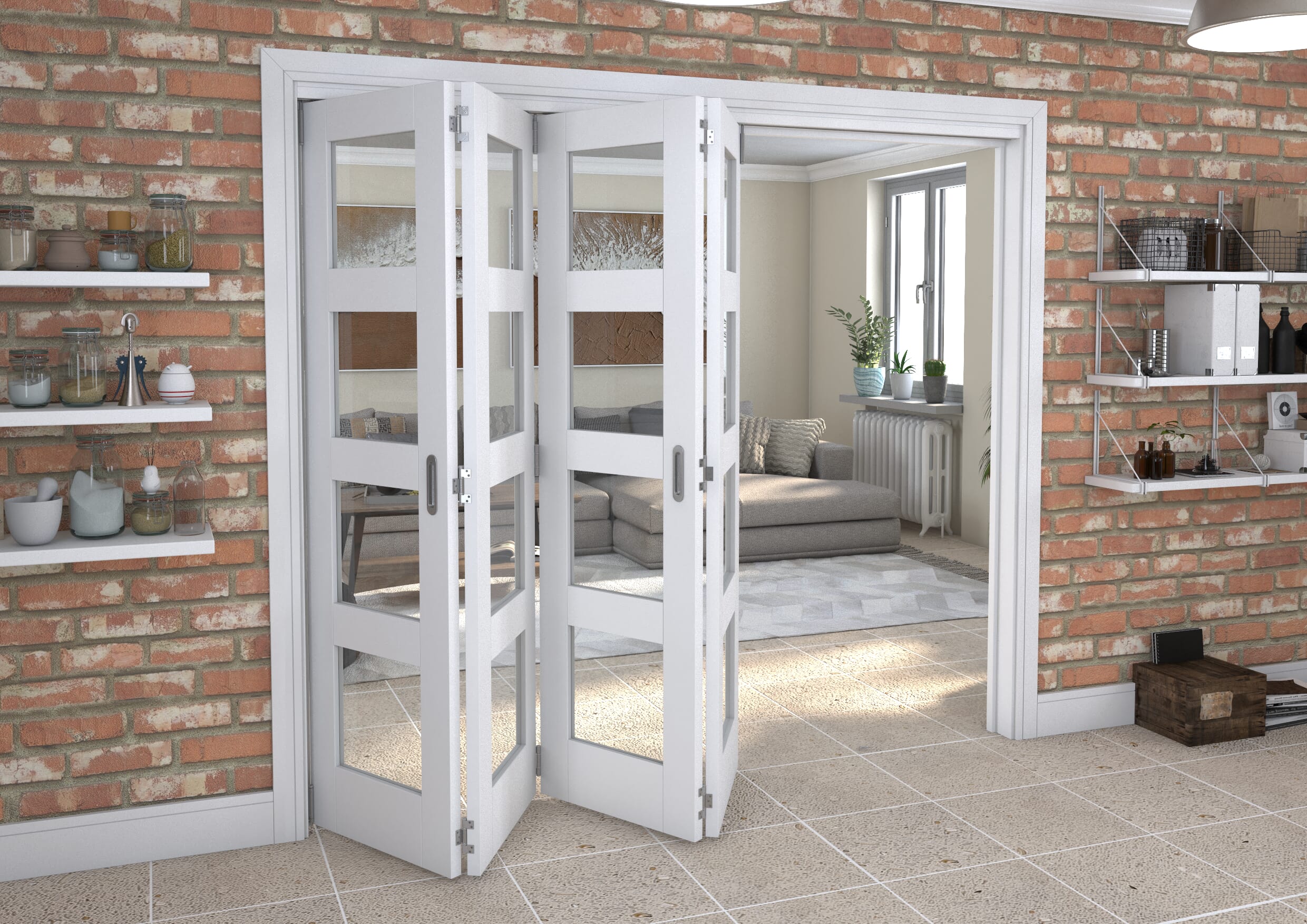 White 4L Roomfold Grande 2400mm 4 + 0 Set