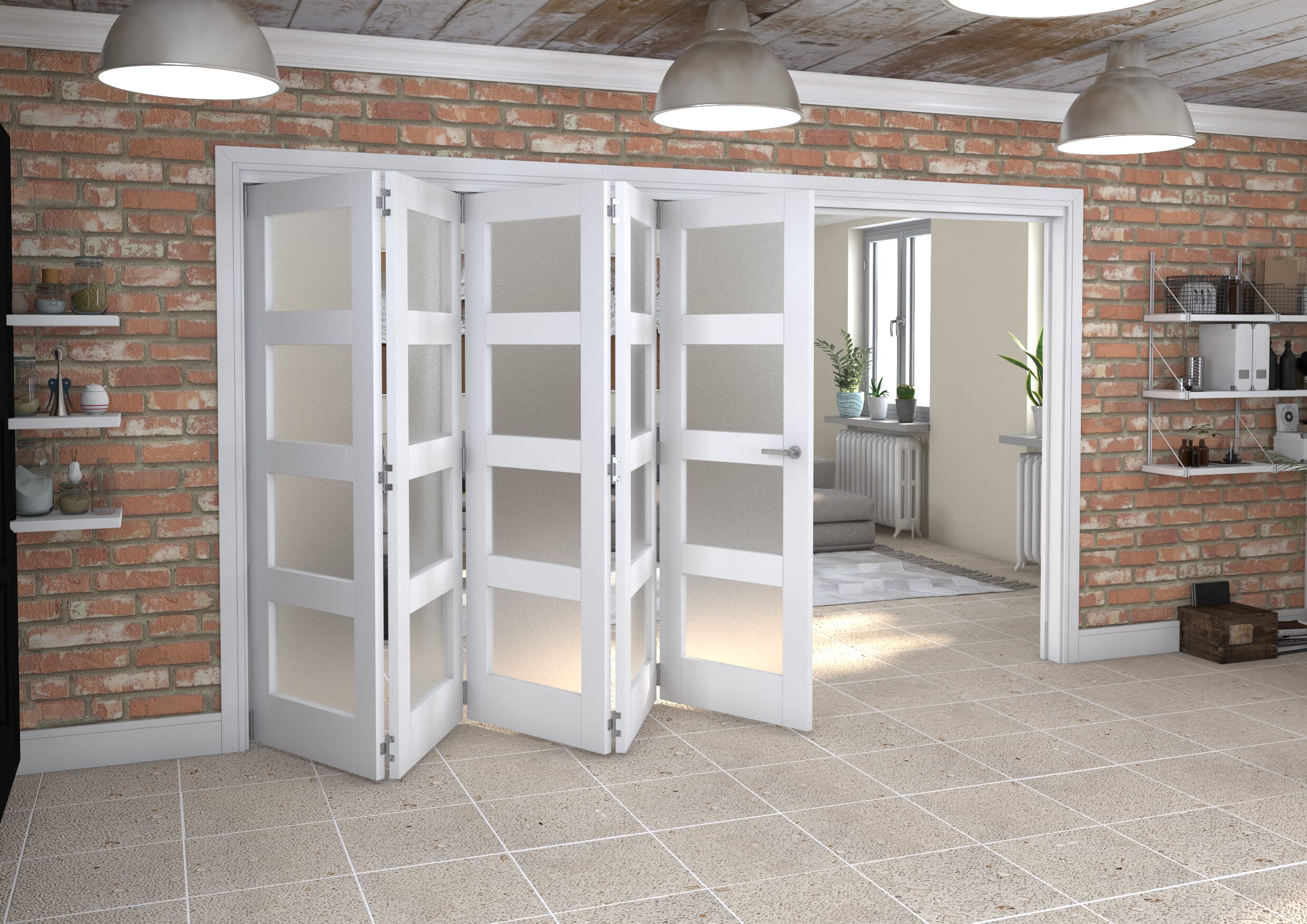 White Frosted 4L Roomfold Grande (5 + 0 x 686mm Doors)