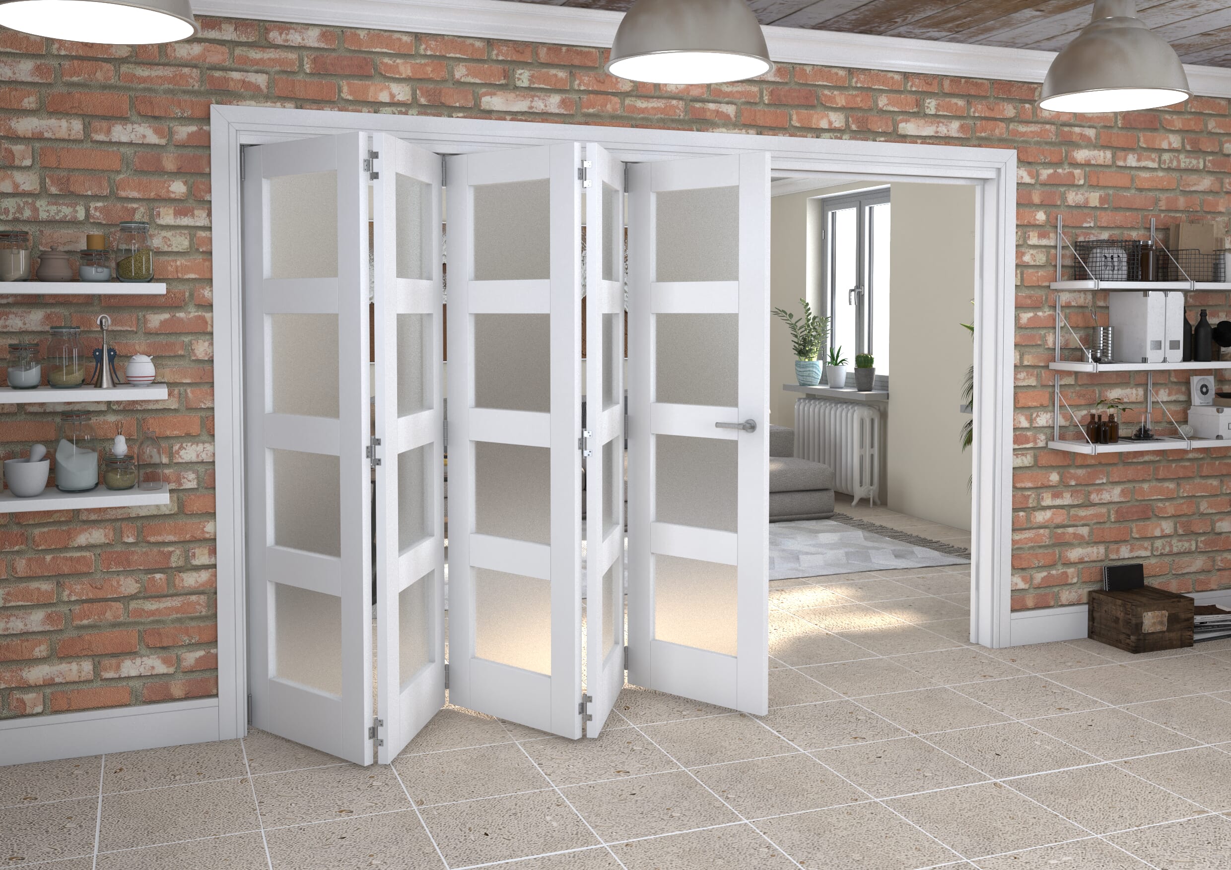 White Frosted 4L Roomfold Grande (5 + 0 x 610mm Doors)