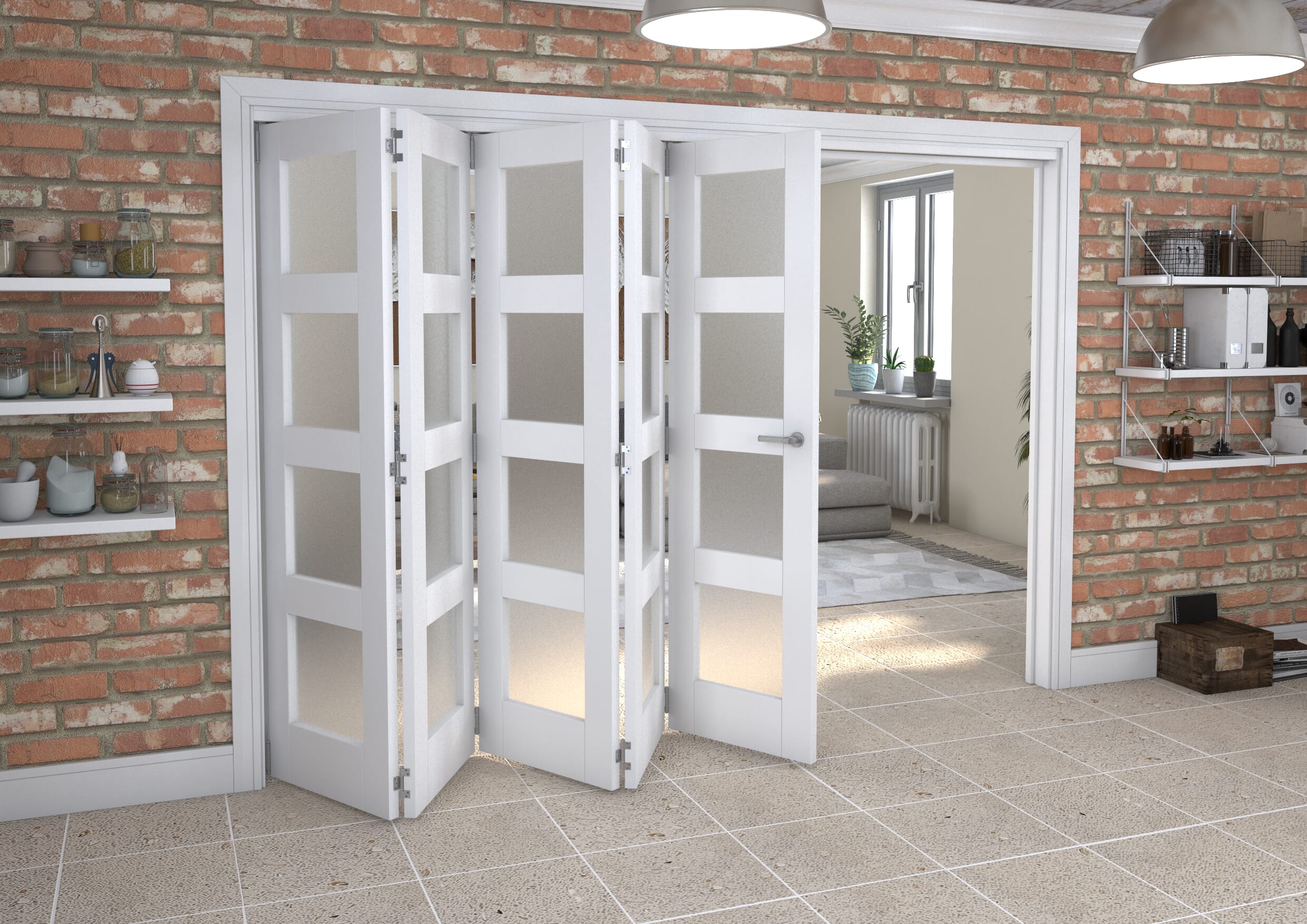 White Frosted 4L Roomfold Grande 3000mm 5 + 0 Set